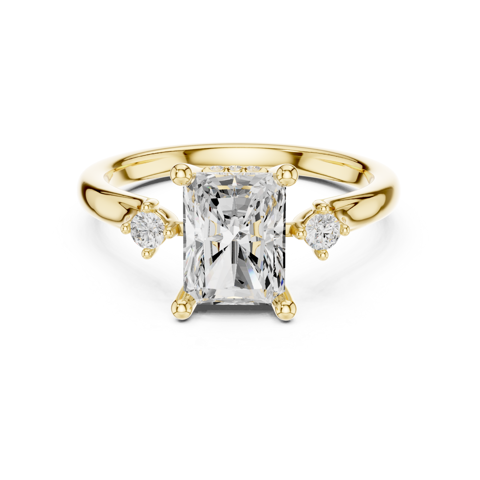  Gold Celestial Halo Solitaire Ring Front View