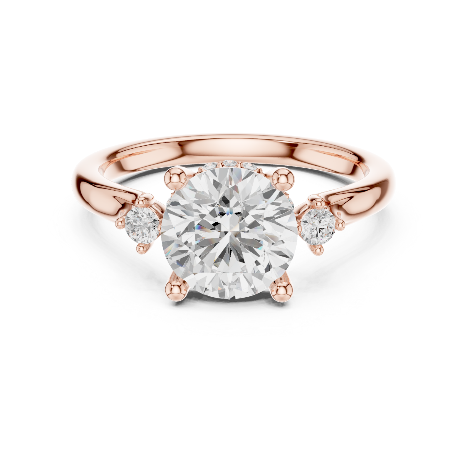  Rose Gold Lustrous Whisper Solitaire Ring Front View