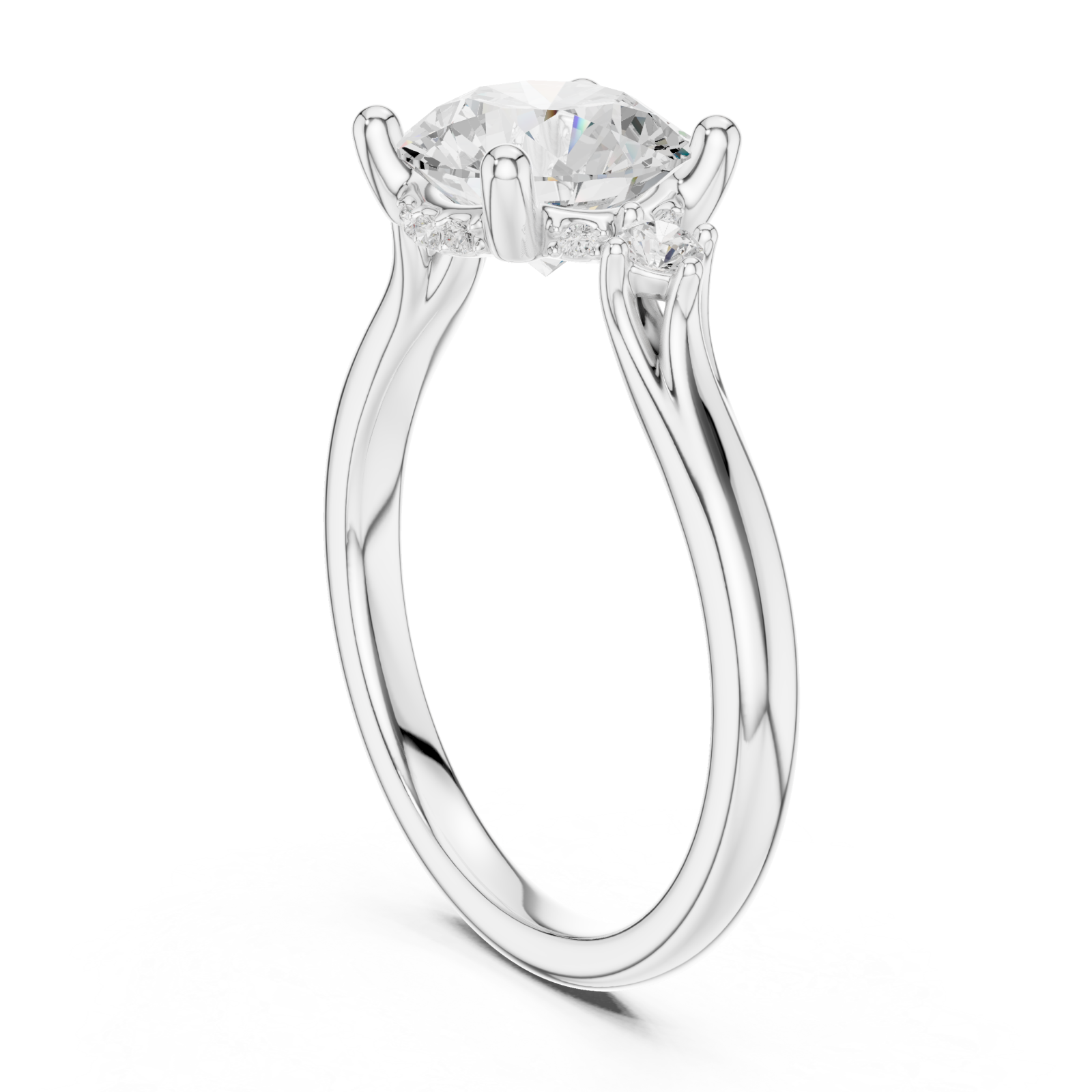  White Gold Lustrous Whisper Solitaire Ring Left View