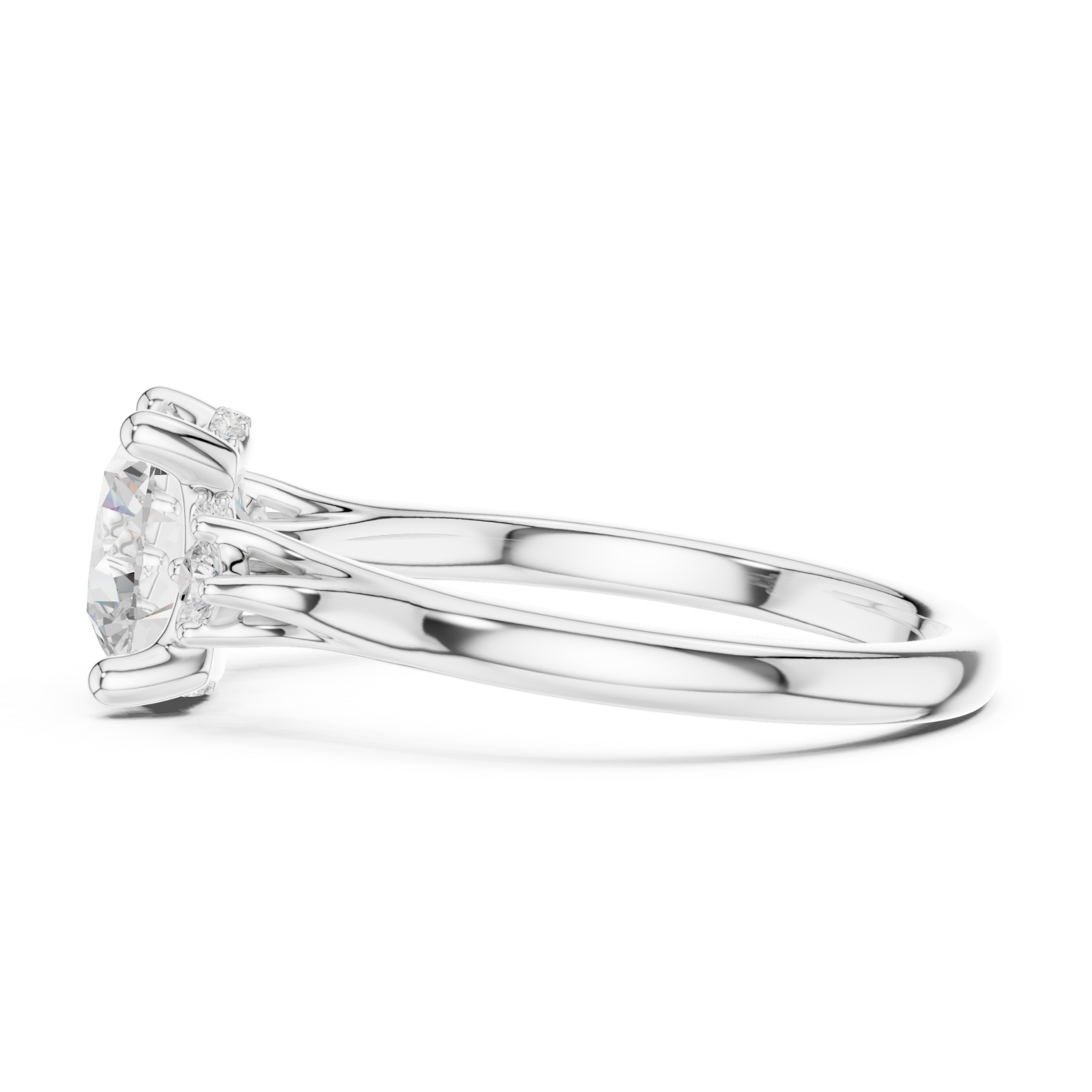  White Gold Lustrous Whisper Solitaire Ring Side View