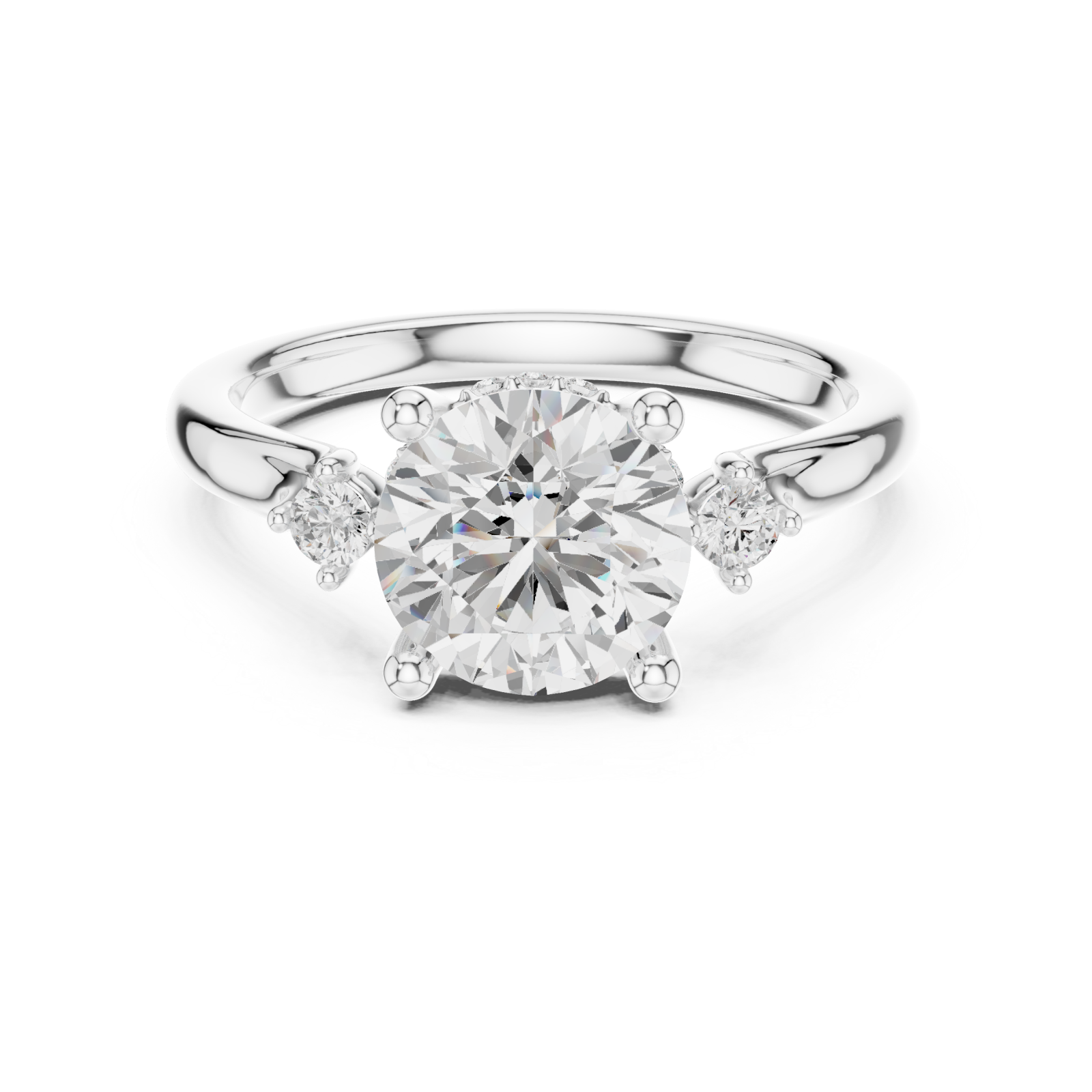  White Gold Lustrous Whisper Solitaire Ring Front View