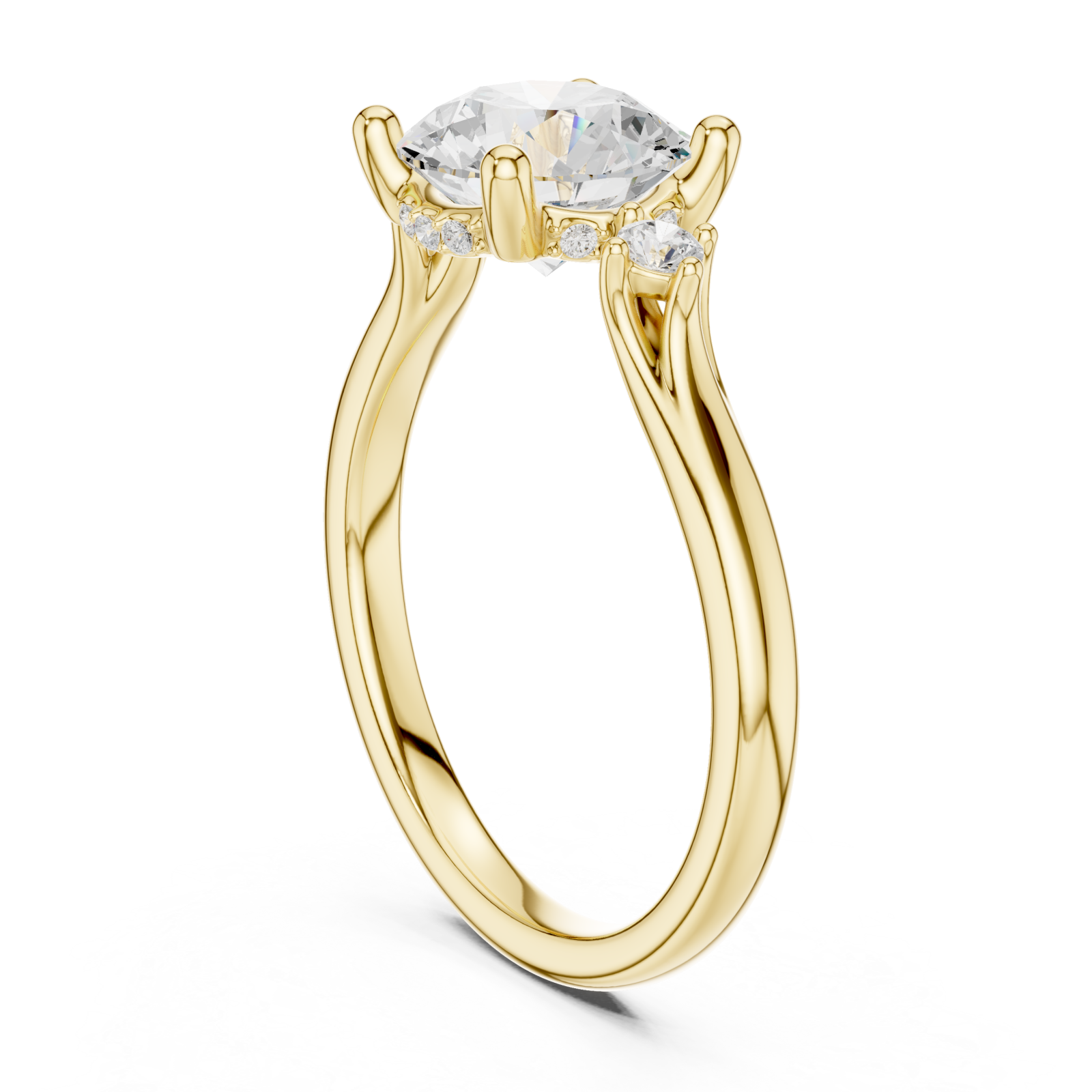 Gold Lustrous Whisper Solitaire Ring Left View