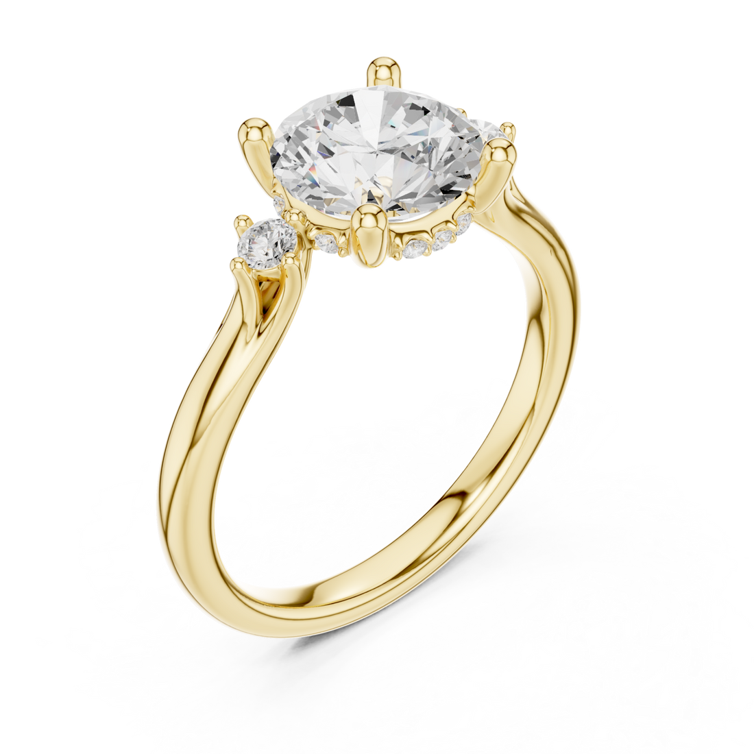 Gold Lustrous Whisper Solitaire Ring Right View
