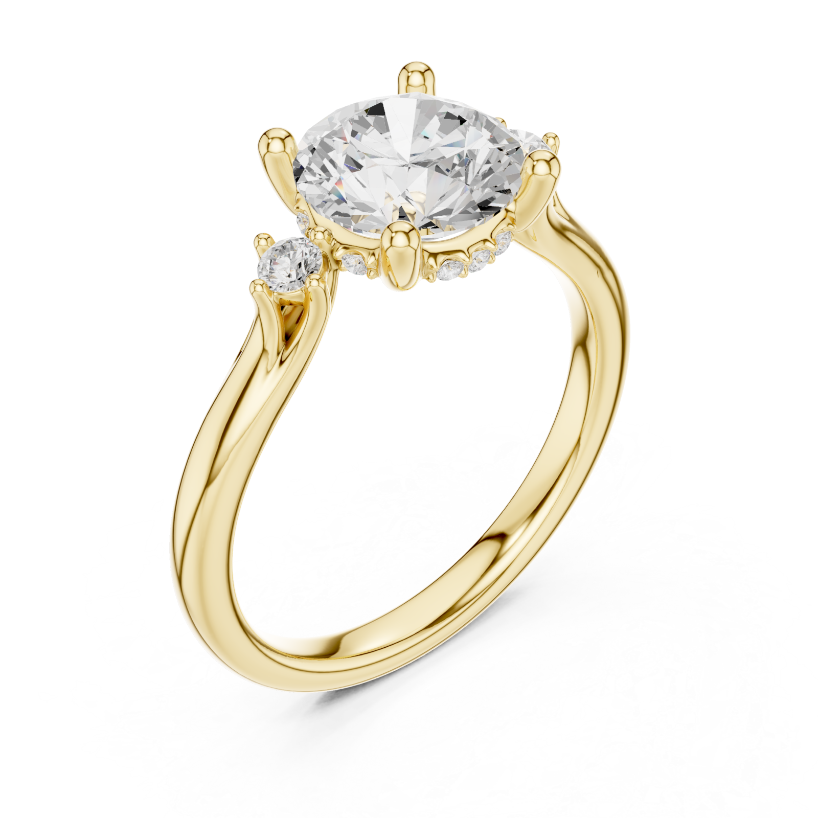 Gold Lustrous Whisper Solitaire Ring Right View