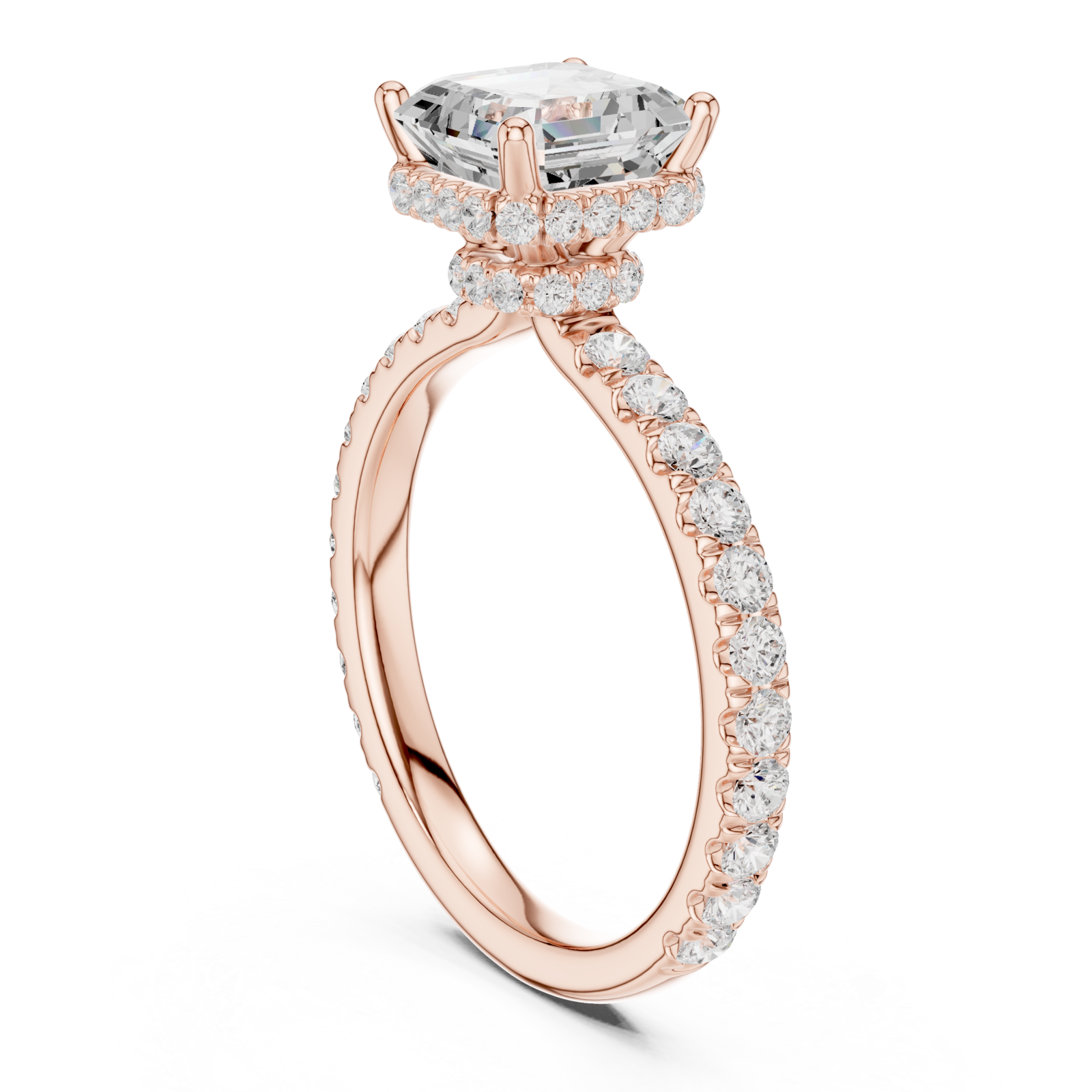  Rose Gold Regency Halo Statement Ring Left View