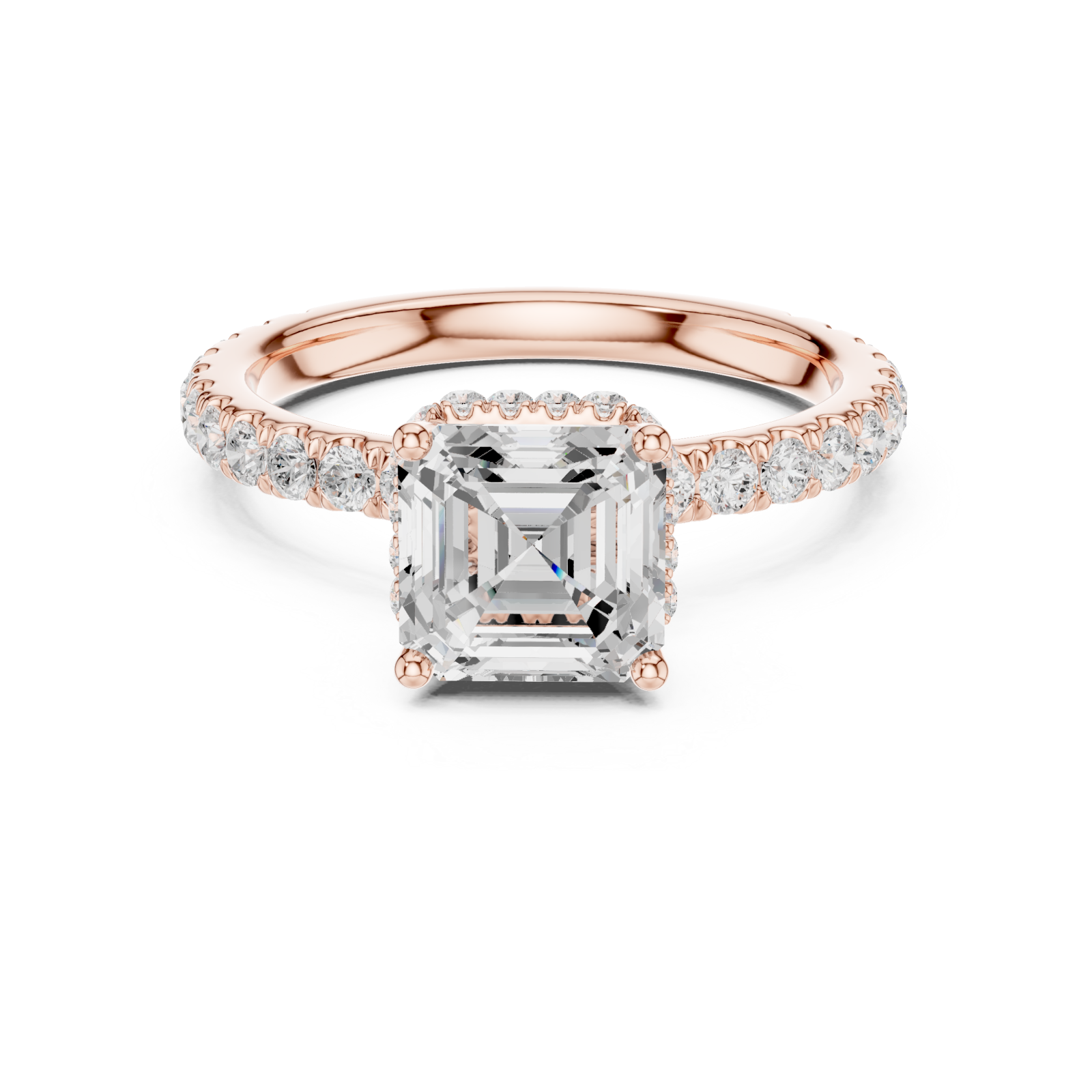 Rose Gold Regency Halo Statement Ring Front View