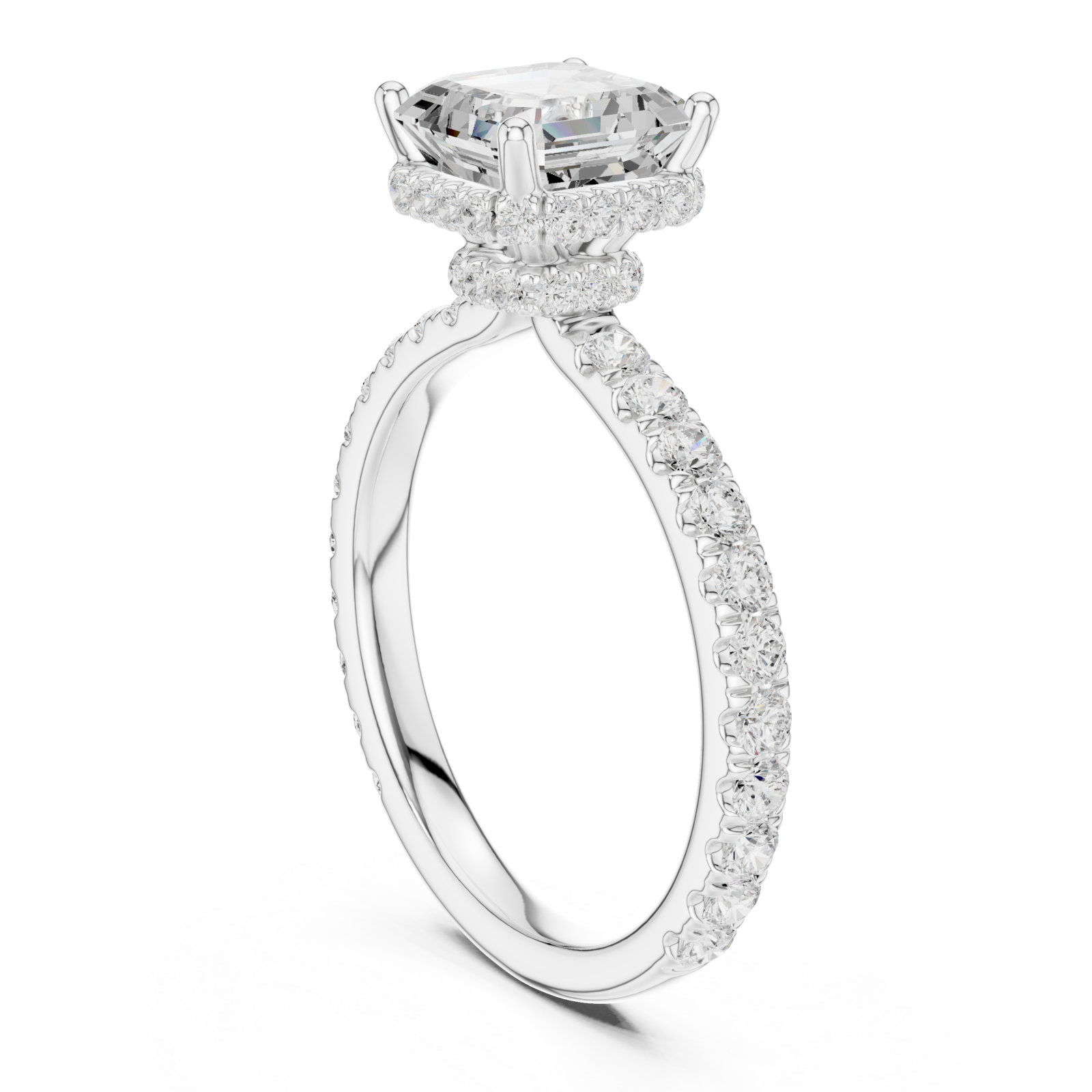  White Gold Regency Halo Statement Ring Left View