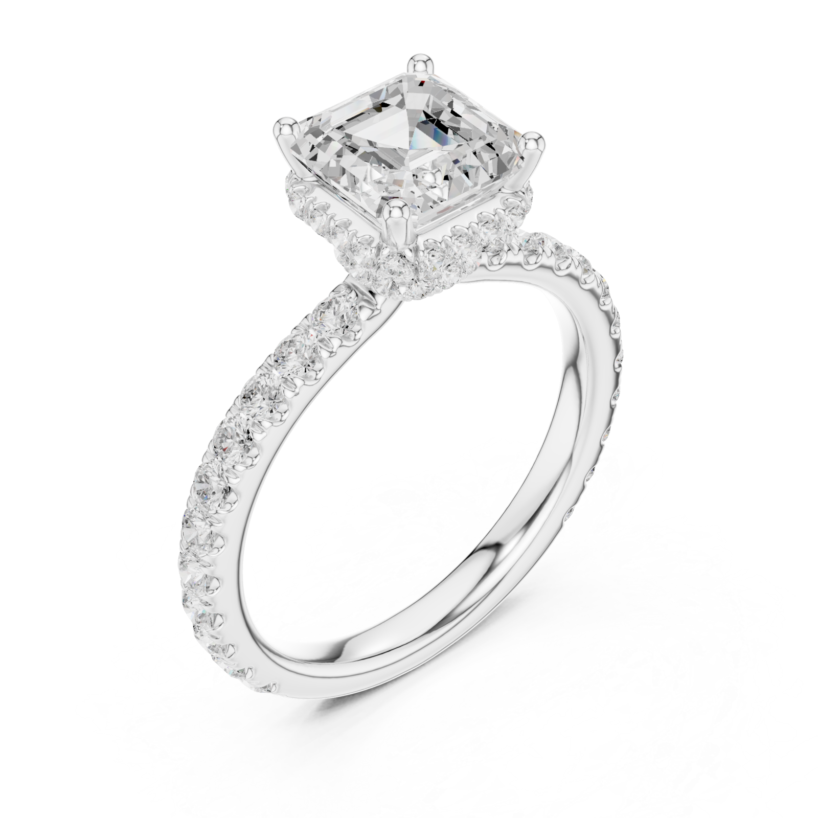  White Gold Regency Halo Statement Ring Right View