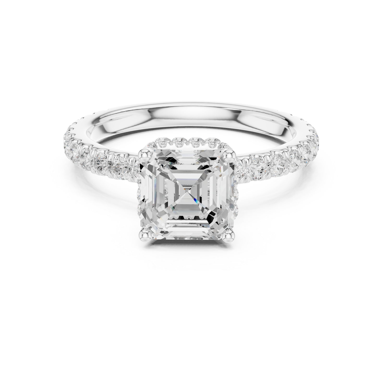  White Gold Regency Halo Statement Ring Front View