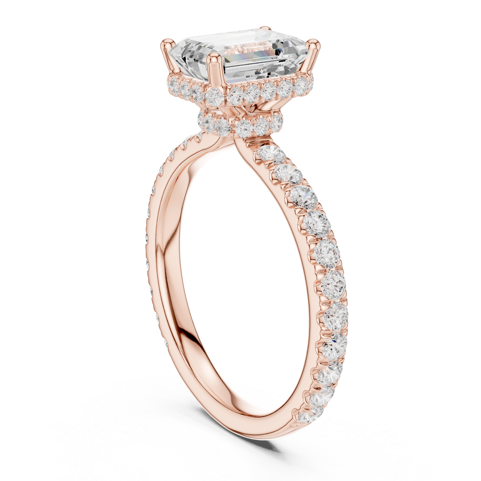  Rose Gold Empress Halo Promise Ring Left View