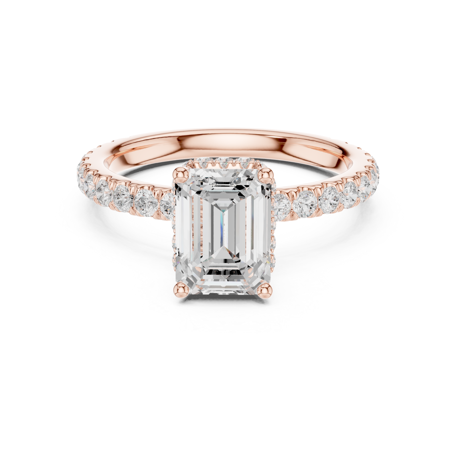  Rose Gold Empress Halo Promise Ring Front View