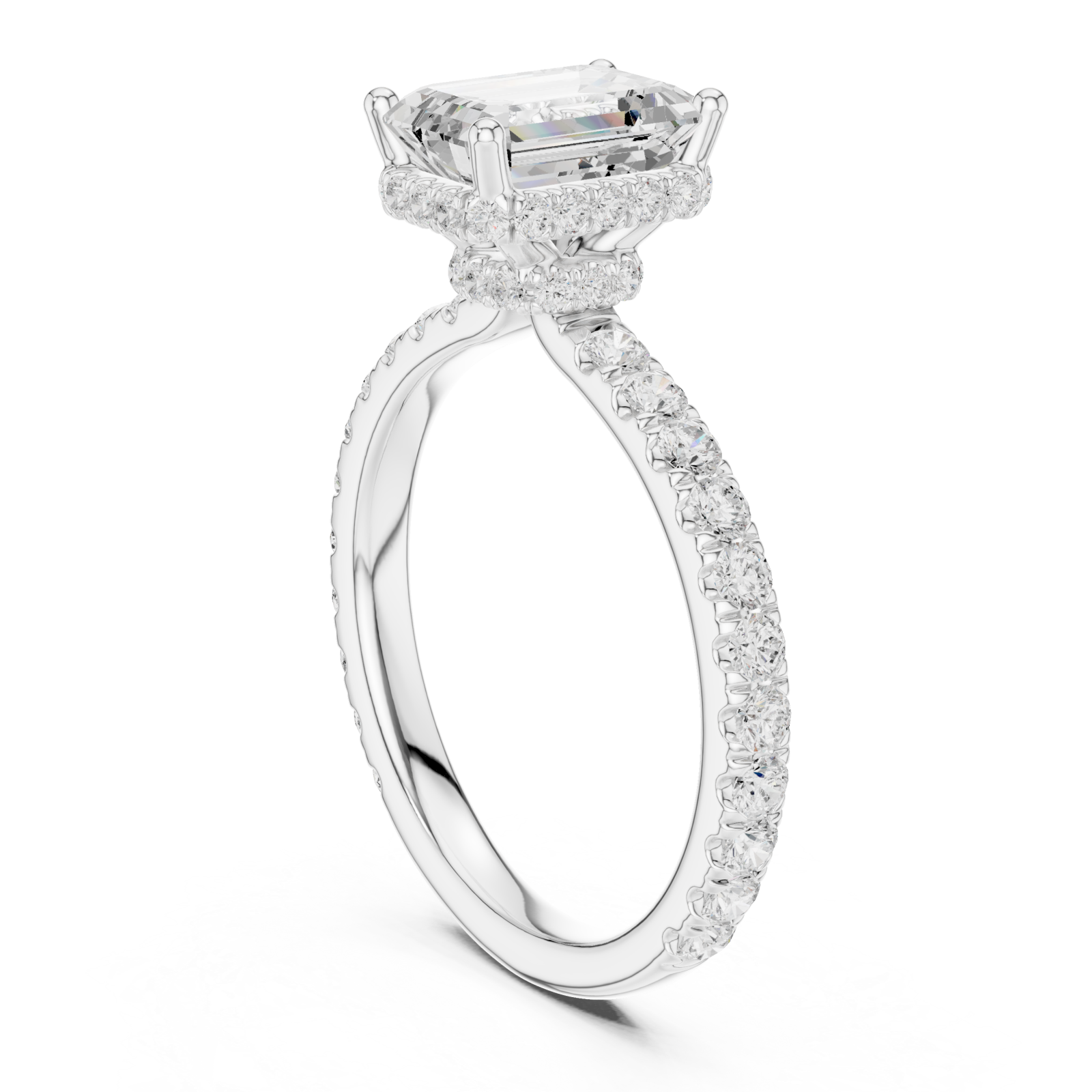  White Gold Empress Halo Promise Ring Left View