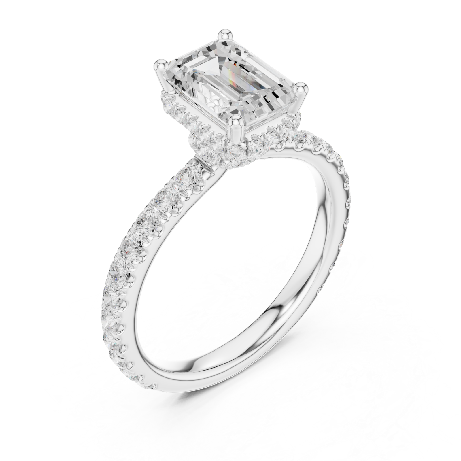  White Gold Empress Halo Promise Ring Right View
