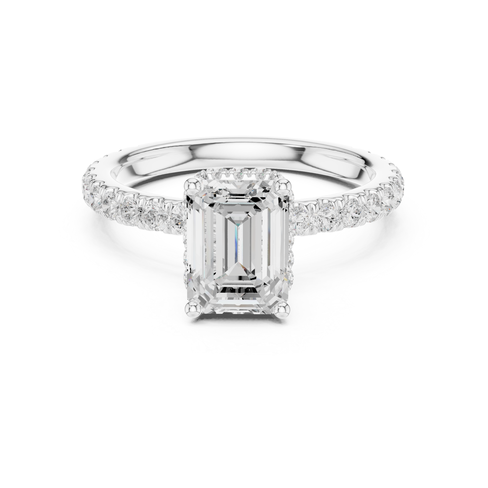 White Gold Empress Halo Promise Ring Front View