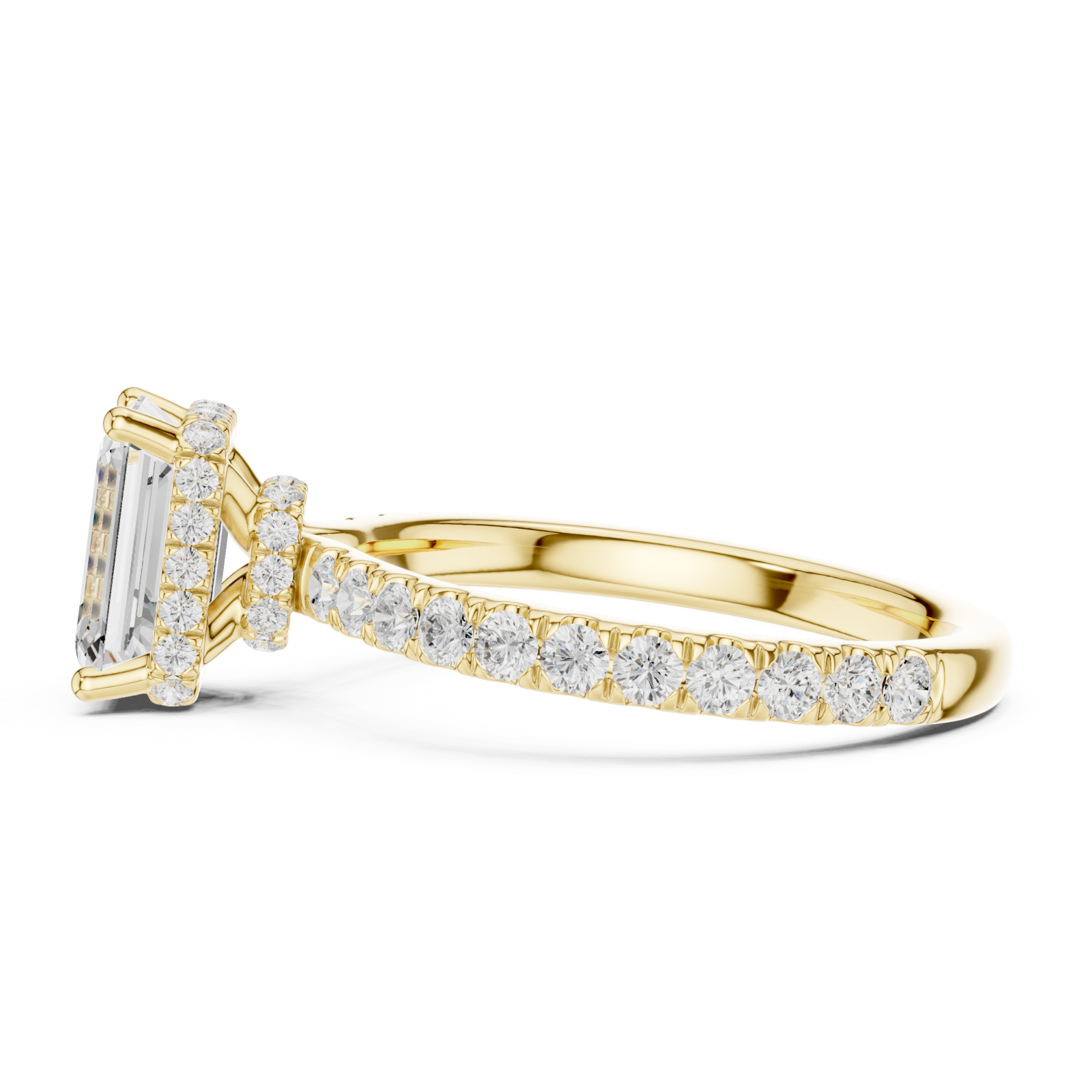  Gold Empress Halo Promise Ring Side View