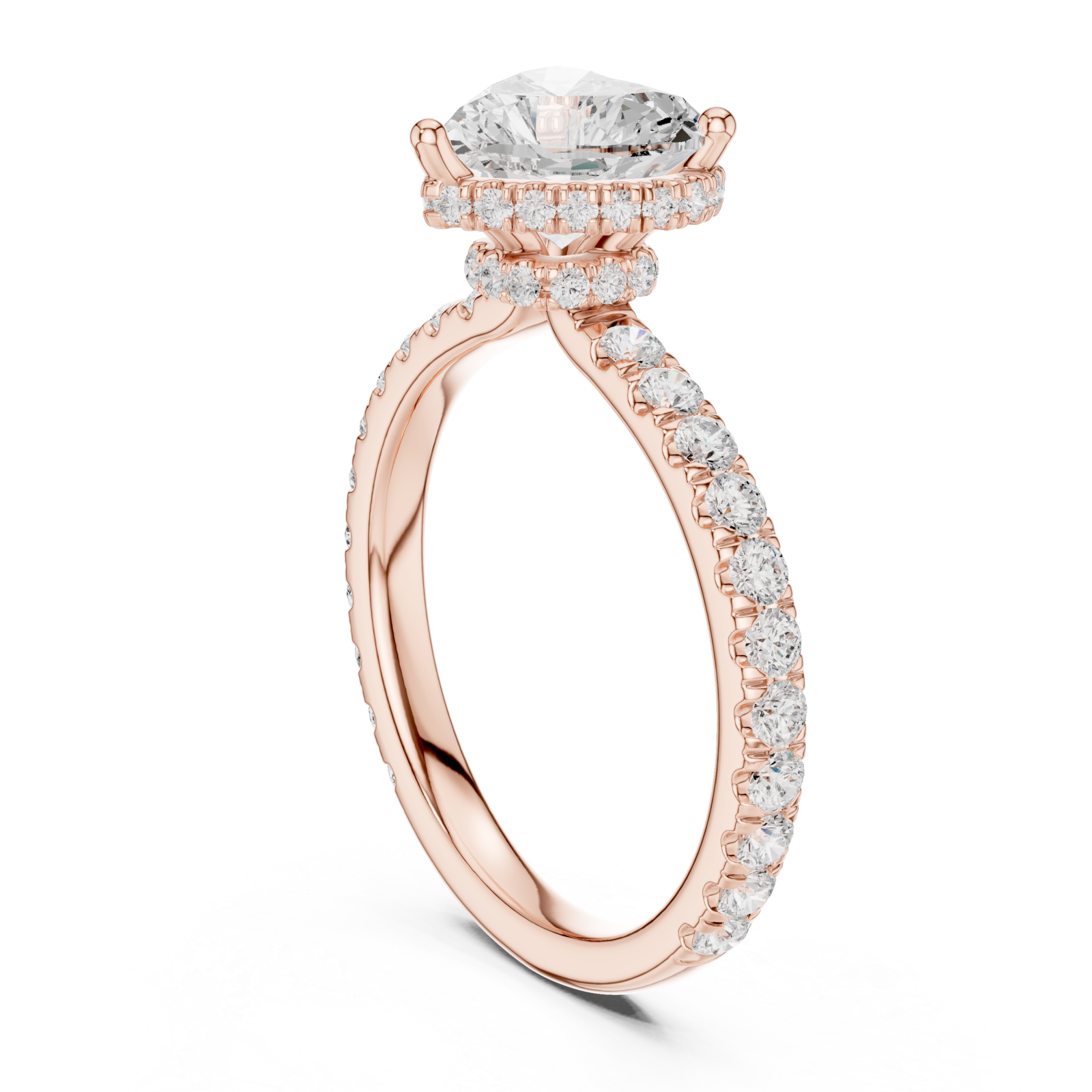  Rose Gold Luminous Heart Silhouette Ring Left View