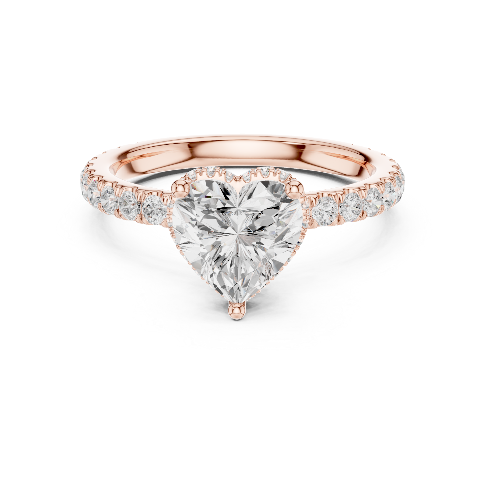  Rose Gold Luminous Heart Silhouette Ring Front View