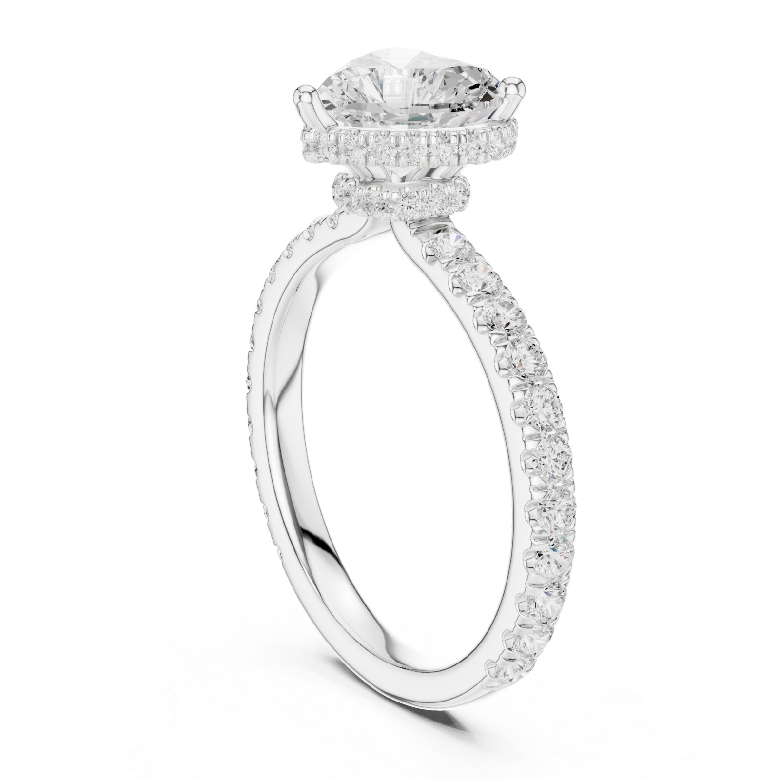  White Gold Luminous Heart Silhouette Ring Left View