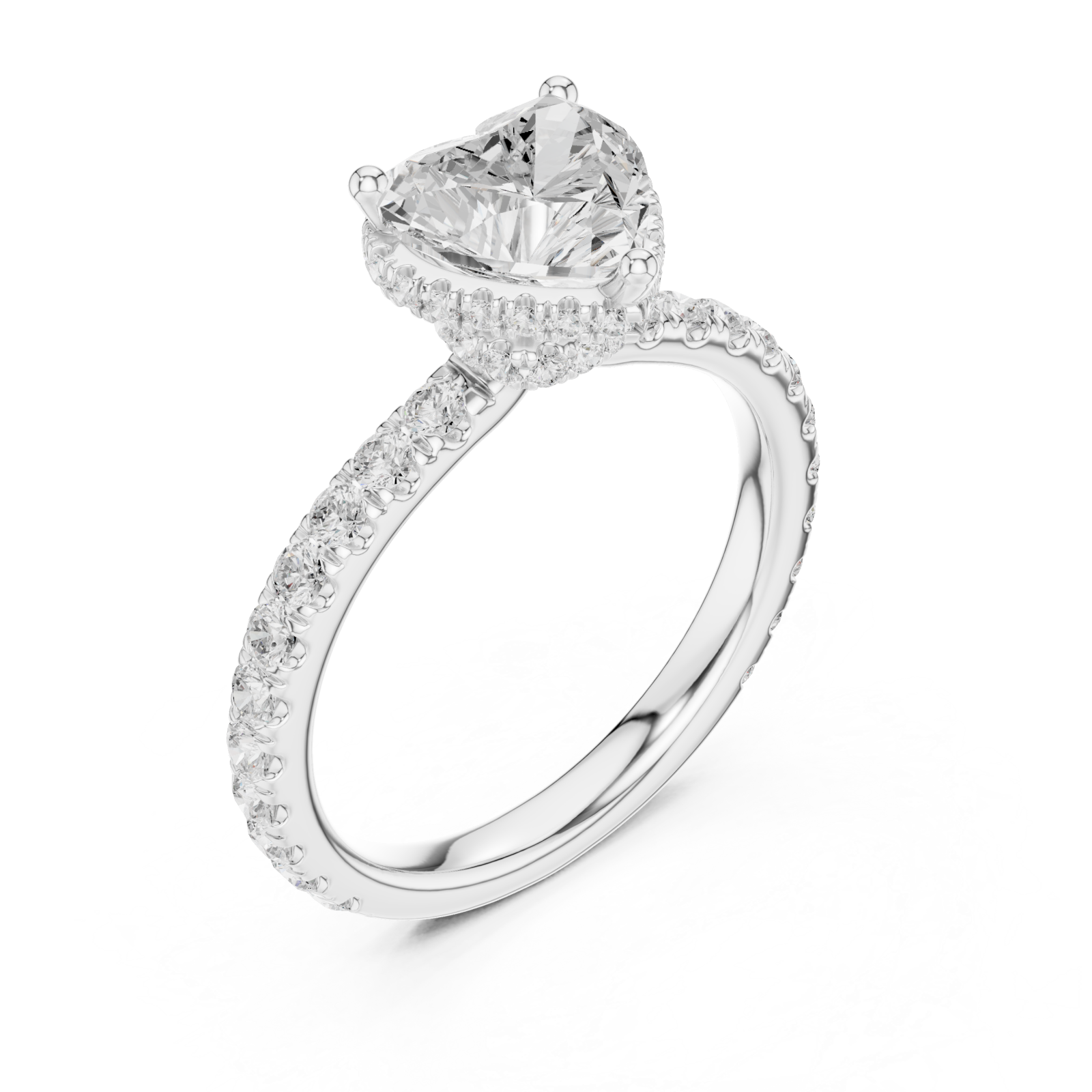  White Gold Luminous Heart Silhouette Ring Right View