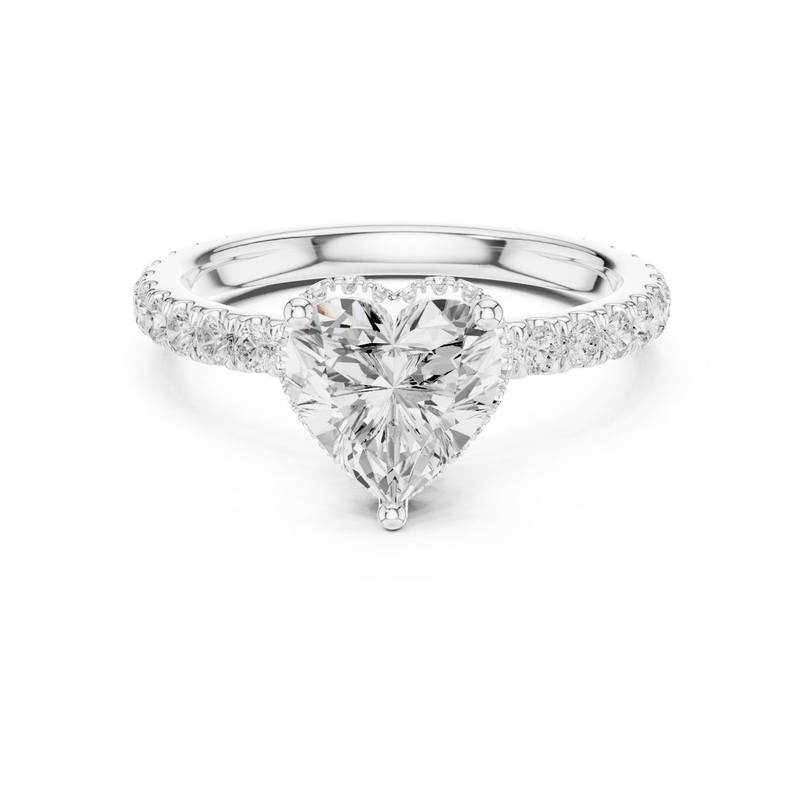 White Gold Luminous Heart Silhouette Ring Front View