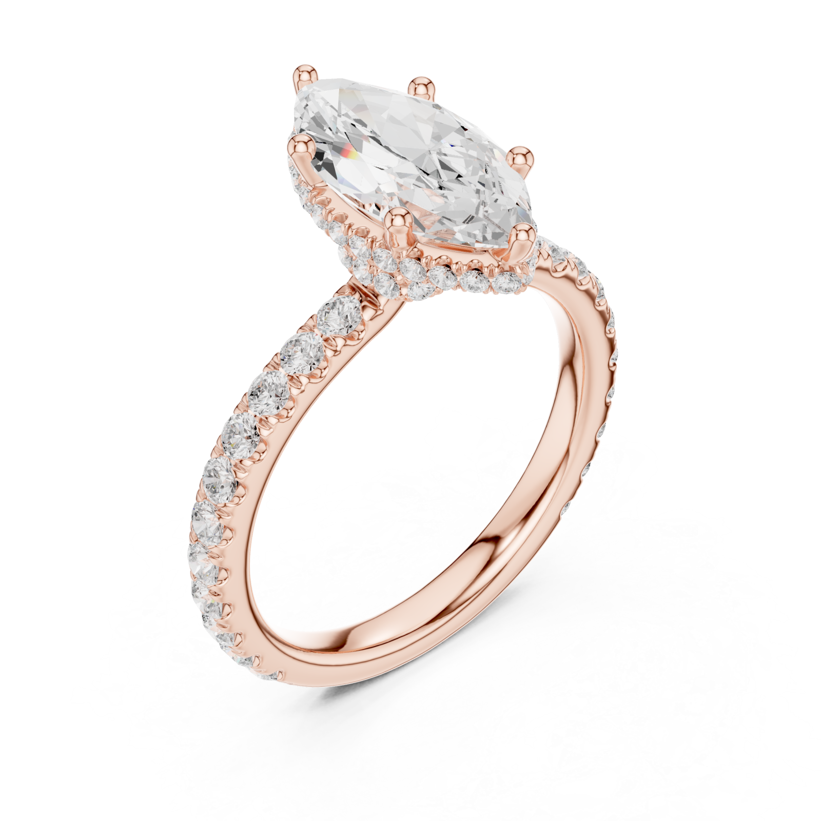  Rose Gold Lustrous Marquise Crown Ring Right View