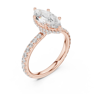  Rose Gold Lustrous Marquise Crown Ring Right View