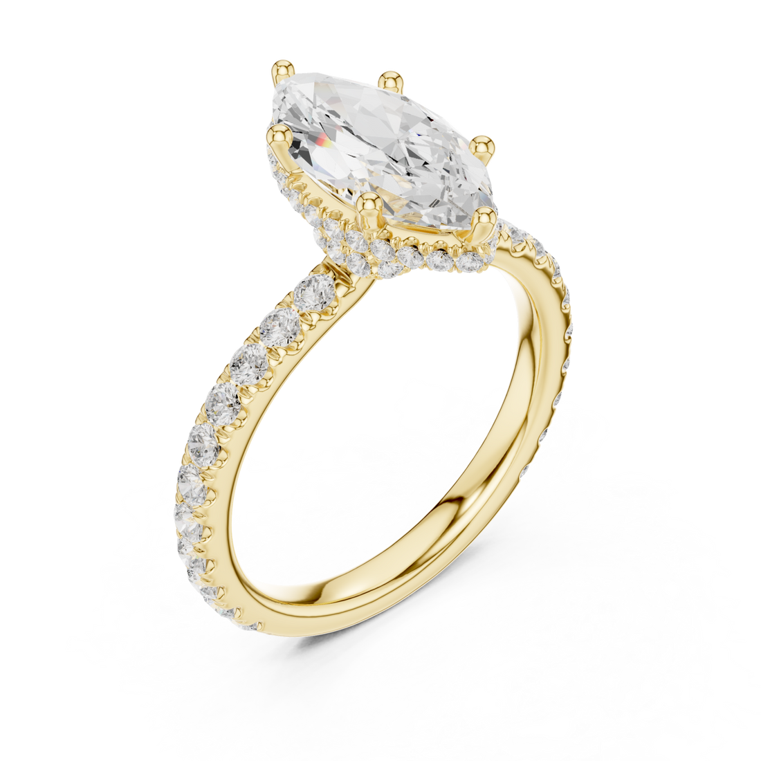 Gold Lustrous Marquise Crown Ring Right View