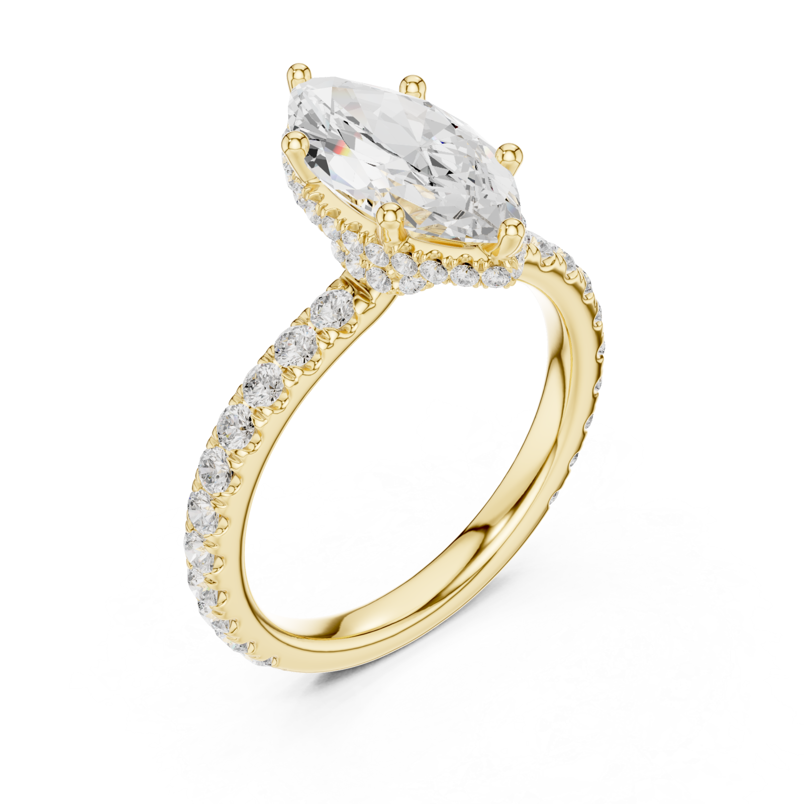 Gold Lustrous Marquise Crown Ring Right View