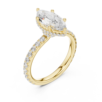 Gold Lustrous Marquise Crown Ring Right View