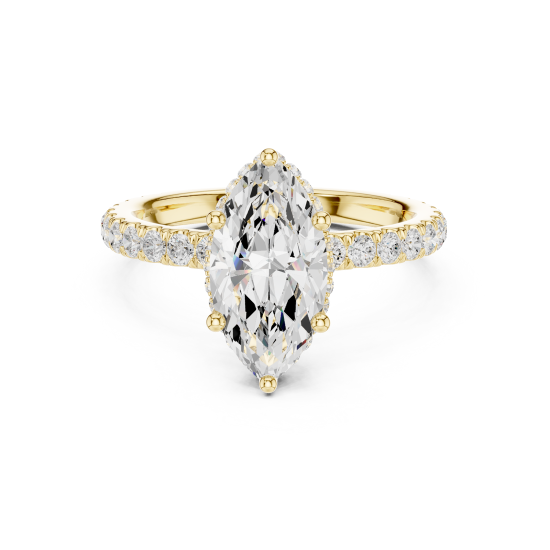 Gold Lustrous Marquise Crown Ring Right View