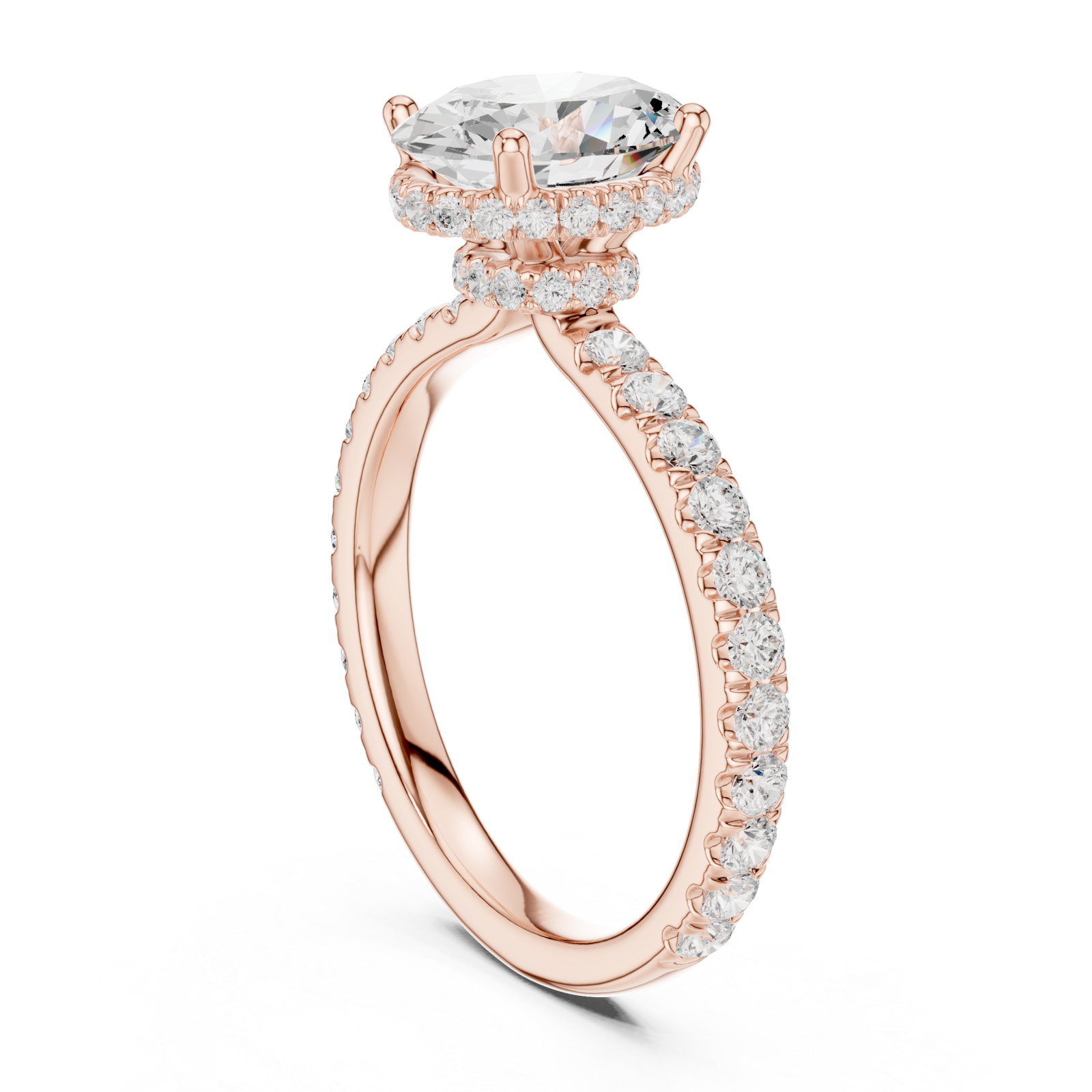  Rose Gold Opulent Crest Solitaire Elegance Ring Left View