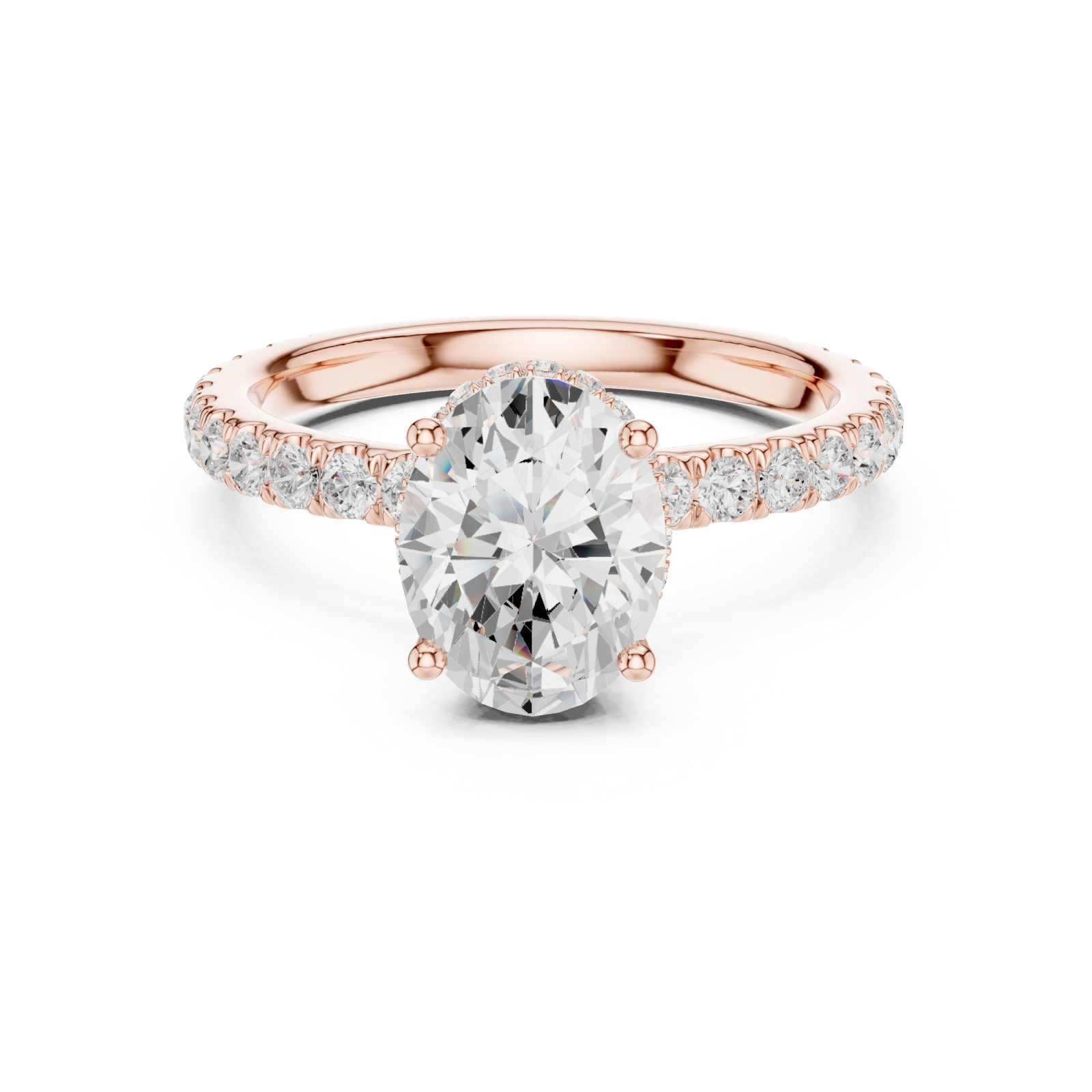  Rose Gold Opulent Crest Solitaire Elegance Ring Front View