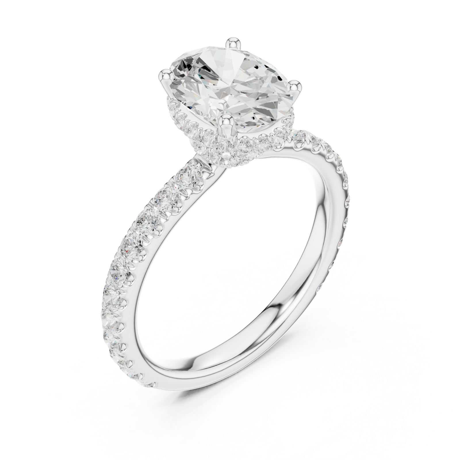  White Gold Opulent Crest Solitaire Elegance Ring Right View