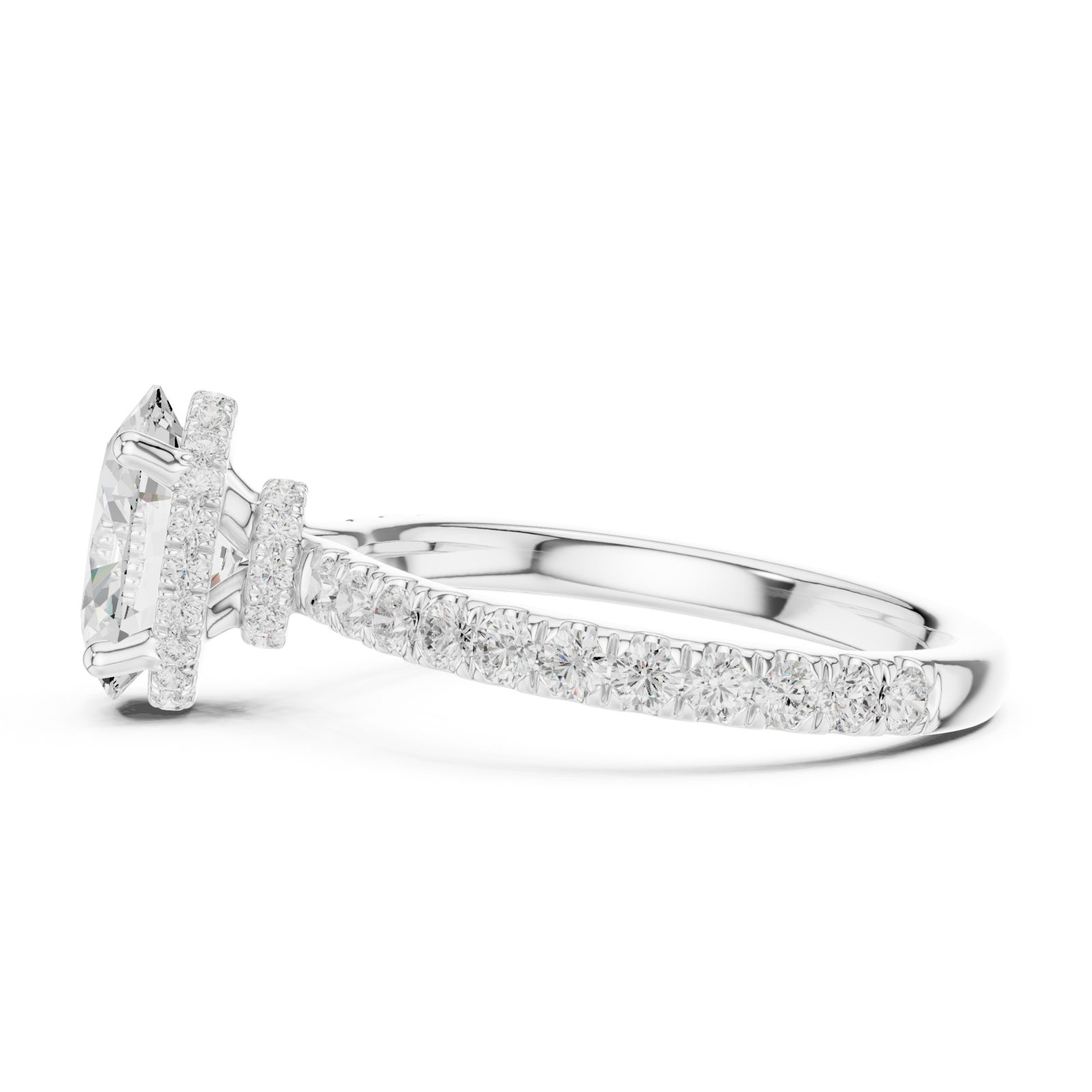  White Gold Opulent Crest Solitaire Elegance Ring Side View