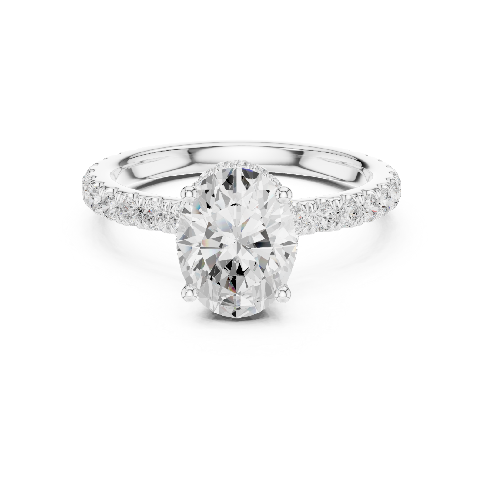  White Gold Opulent Crest Solitaire Elegance Ring Front View