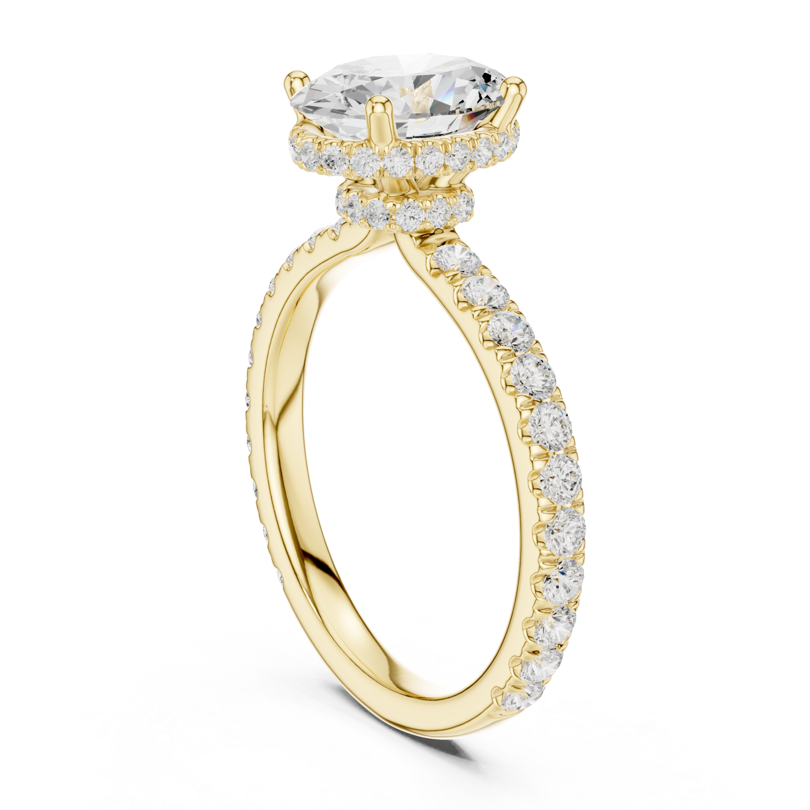  Gold Opulent Crest Solitaire Elegance Ring Left View