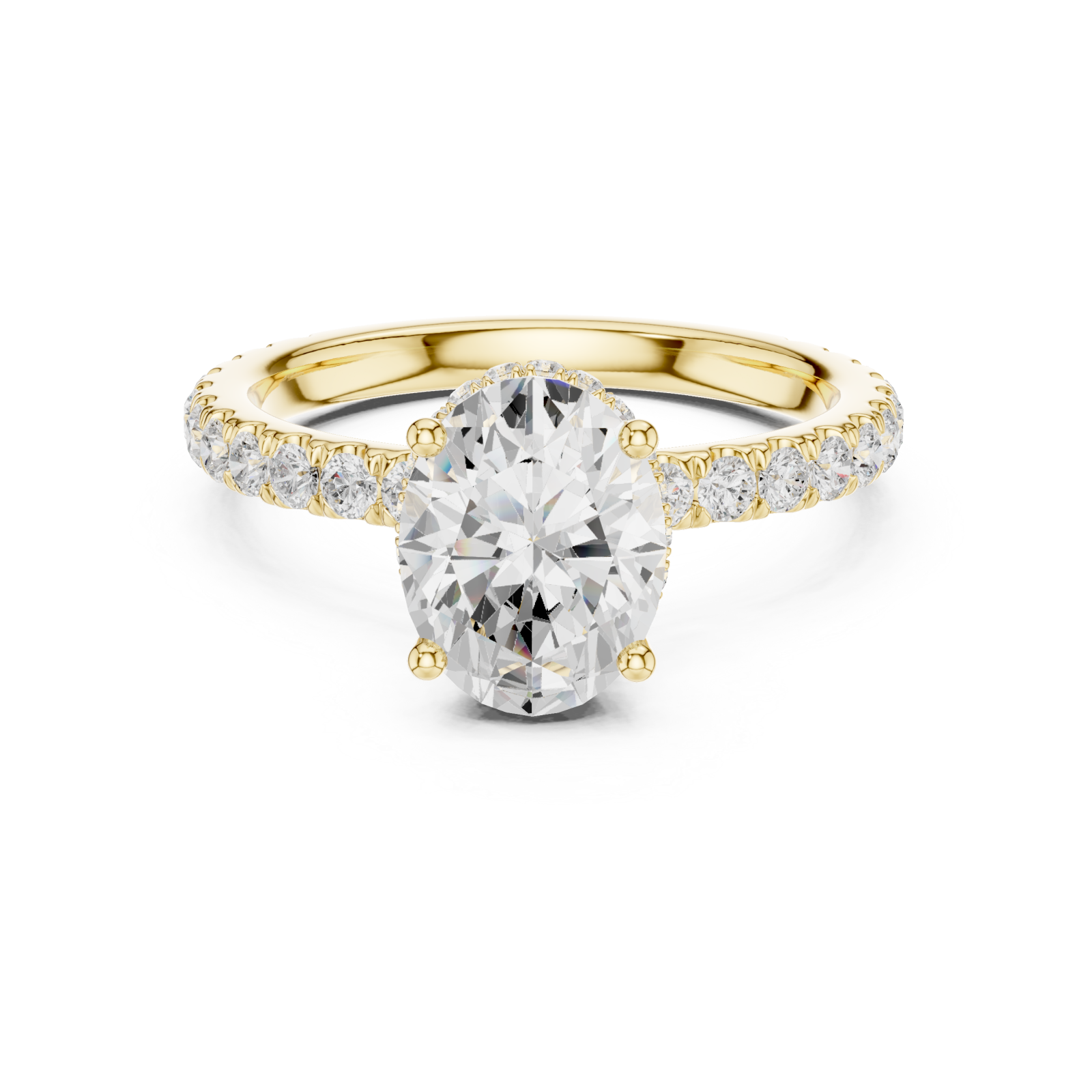  Gold Opulent Crest Solitaire Elegance Ring Front View