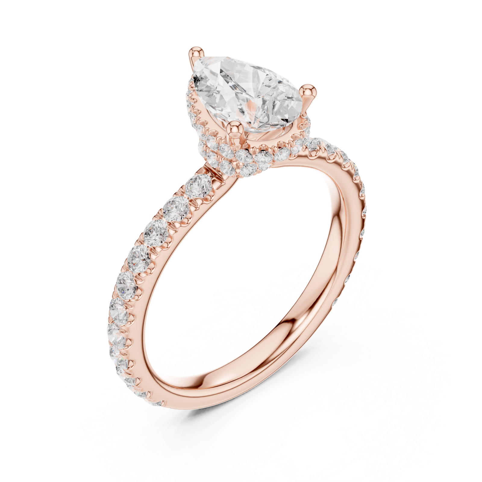  Rose Gold Radiant Teardrop Halo Engagement Ring Right View