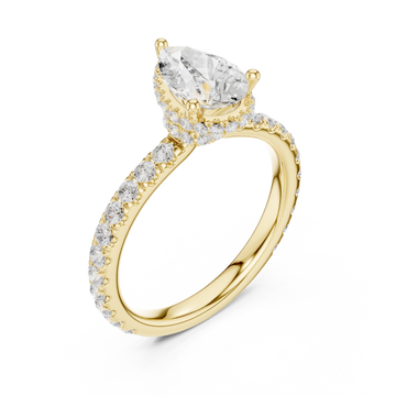 Gold Radiant Teardrop Halo Engagement Ring Right View