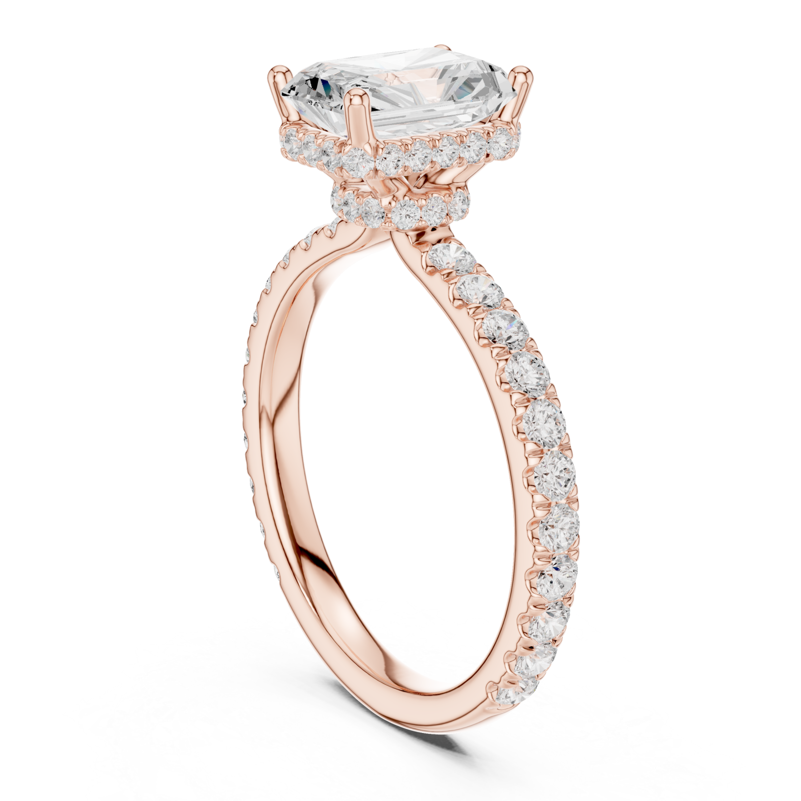  Rose Gold Majestic Radiance Crown Engagement Ring Left View