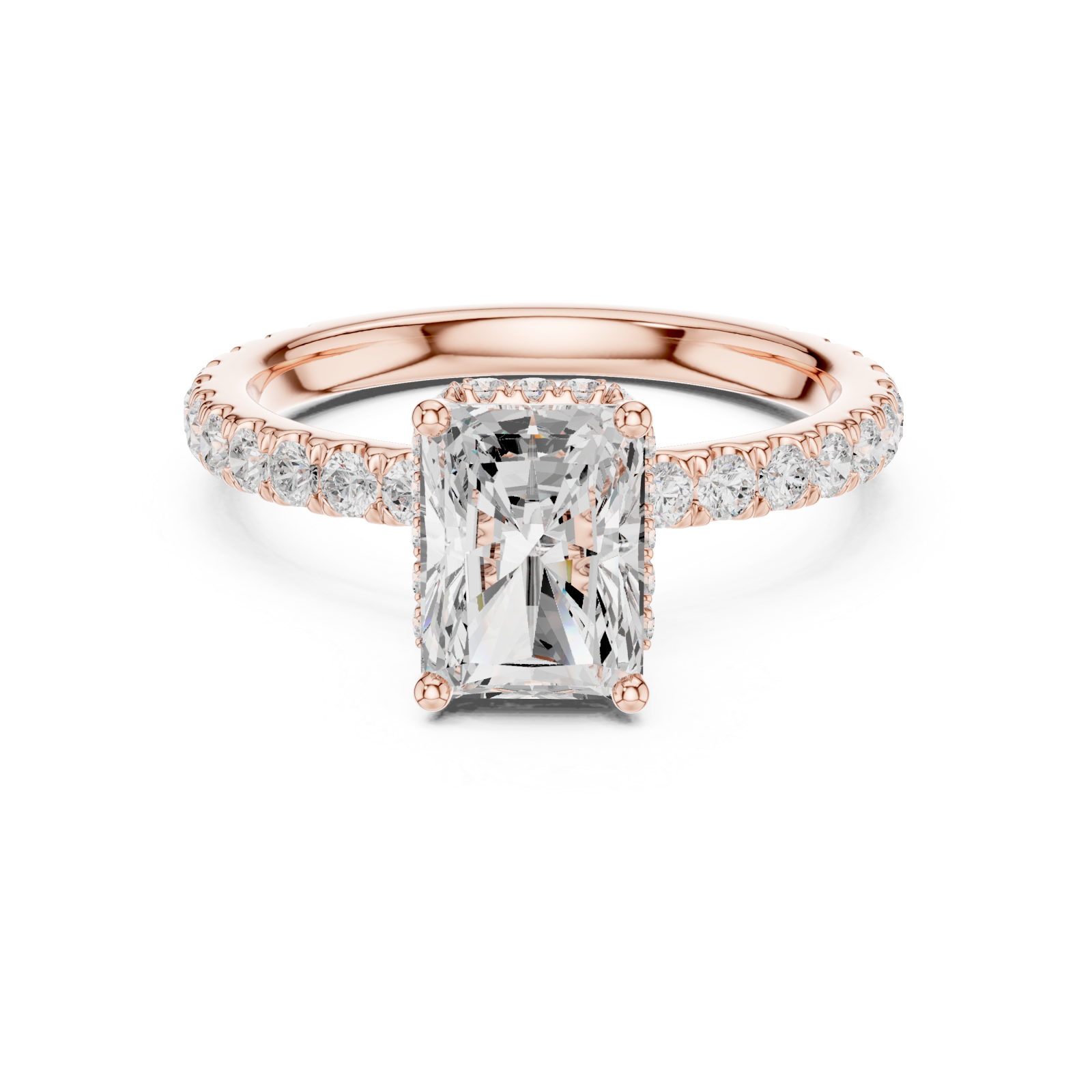  Rose Gold Majestic Radiance Crown Engagement Ring Front View