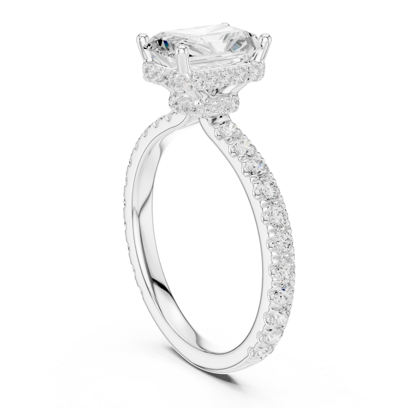  White Gold Majestic Radiance Crown Engagement Ring Left View