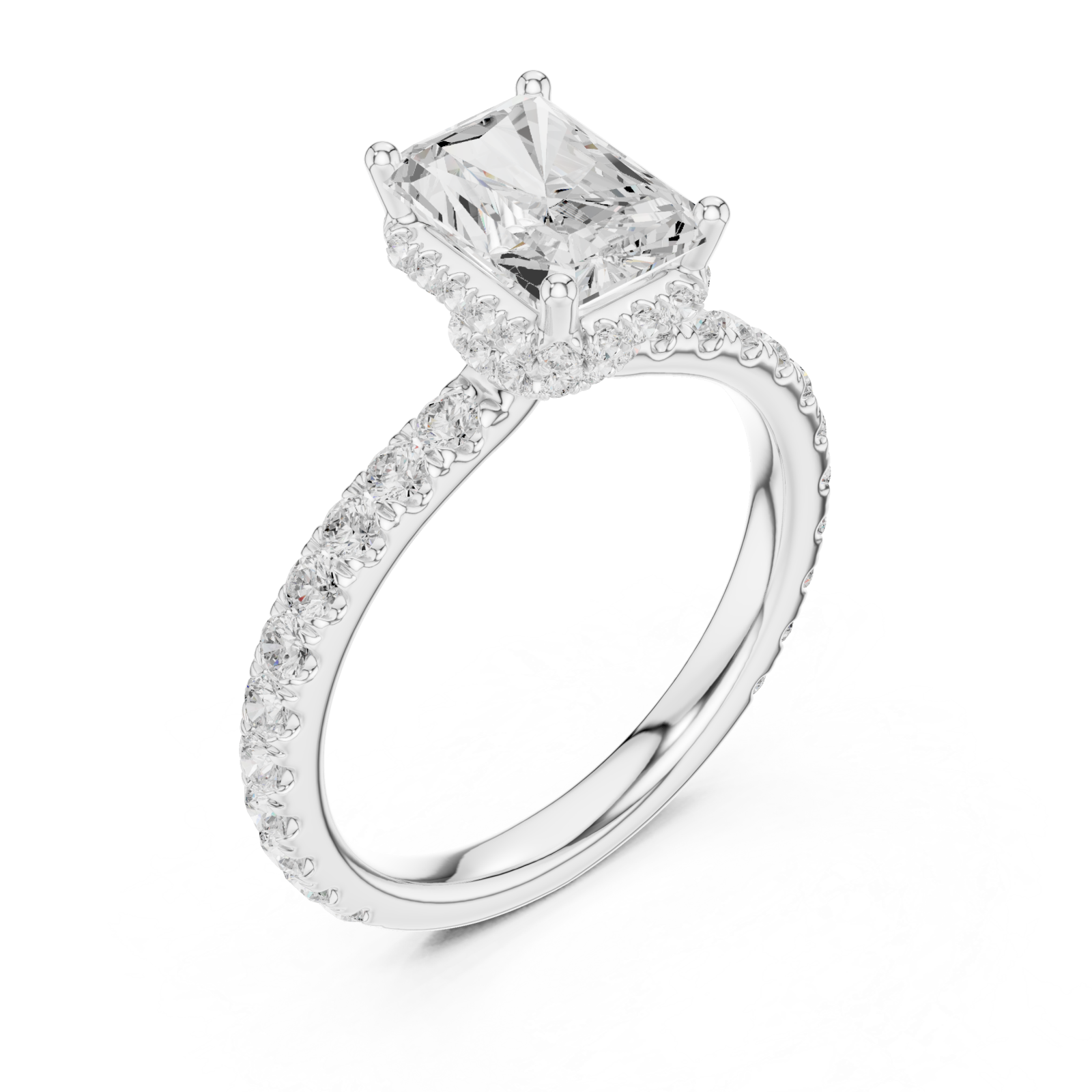  White Gold Majestic Radiance Crown Engagement Ring Right View