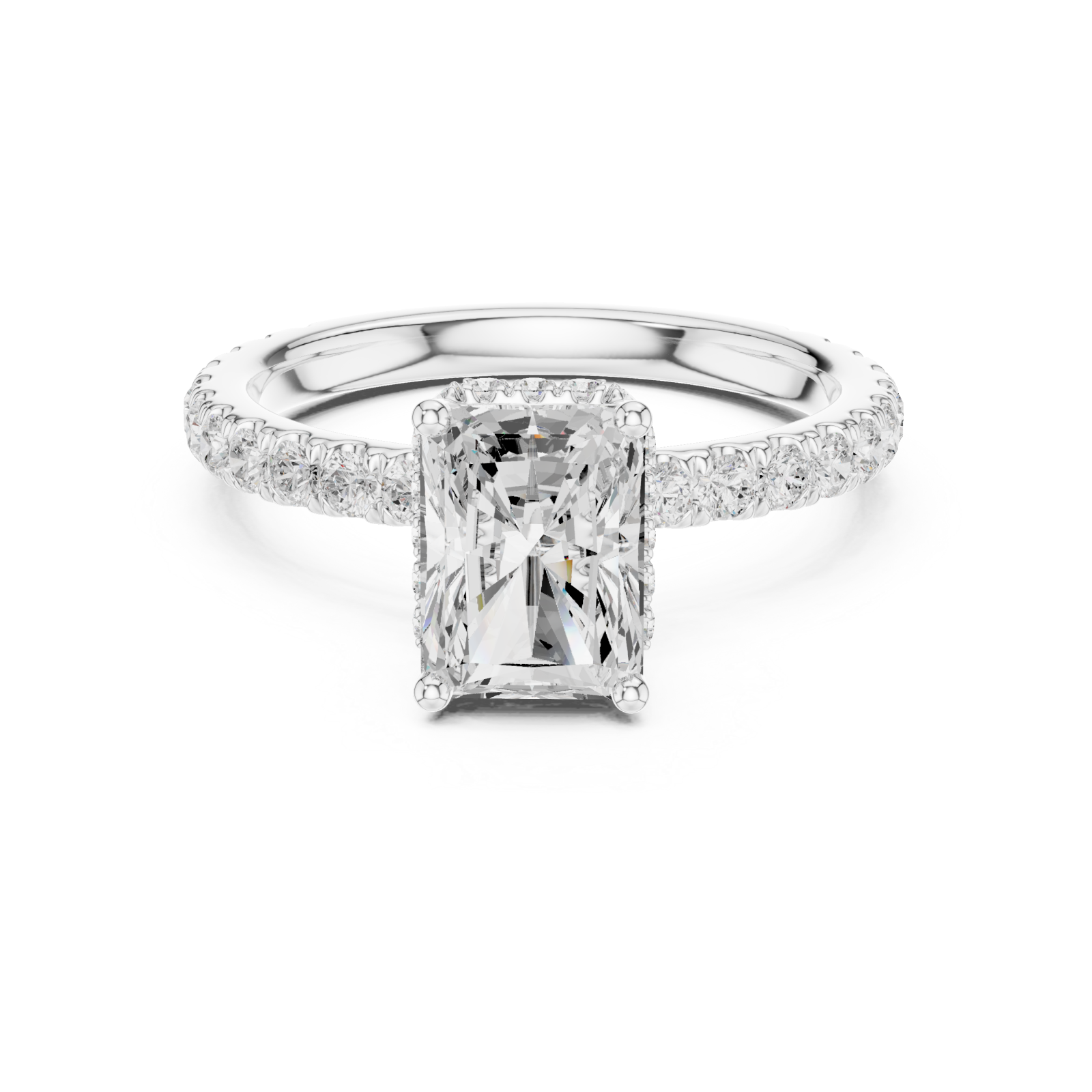  White Gold Majestic Radiance Crown Engagement Ring Front View