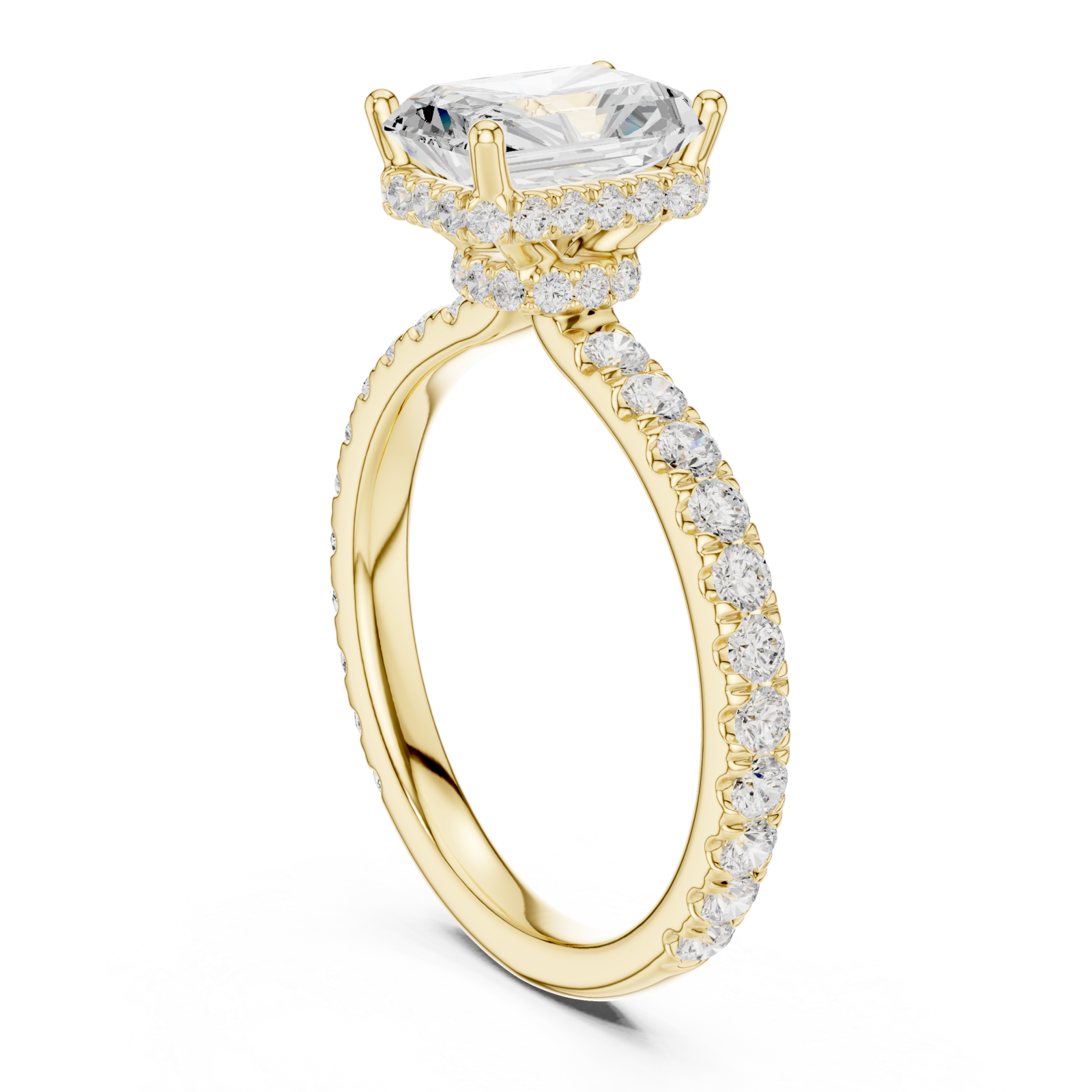  Gold Majestic Radiance Crown Engagement Ring Left View