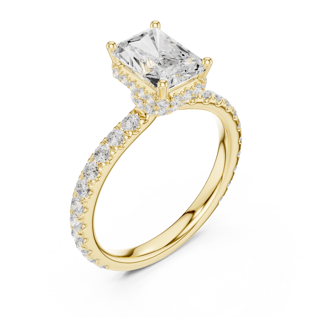 Gold Majestic Radiance Crown Engagement Ring Right View
