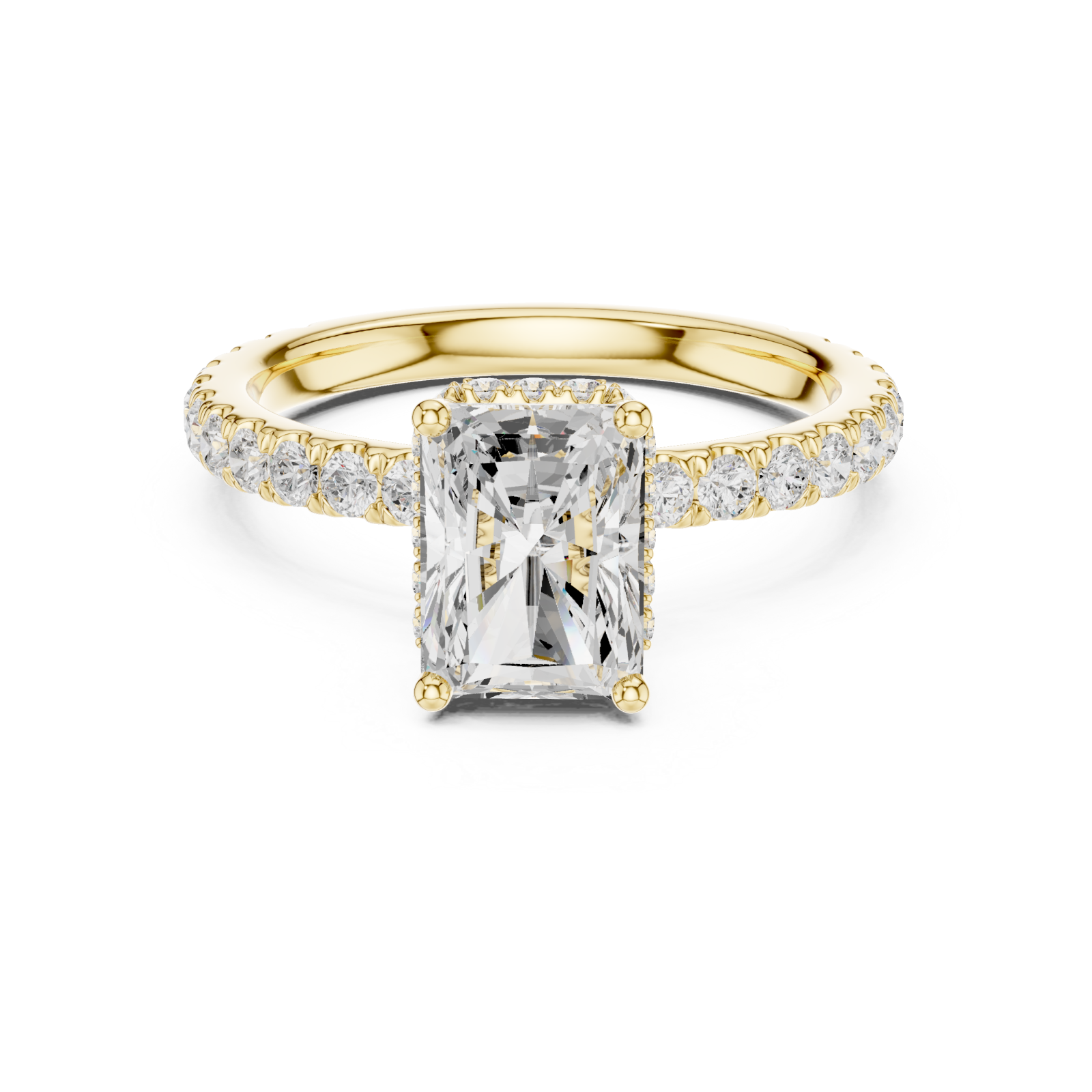  Gold Majestic Radiance Crown Engagement Ring Front View