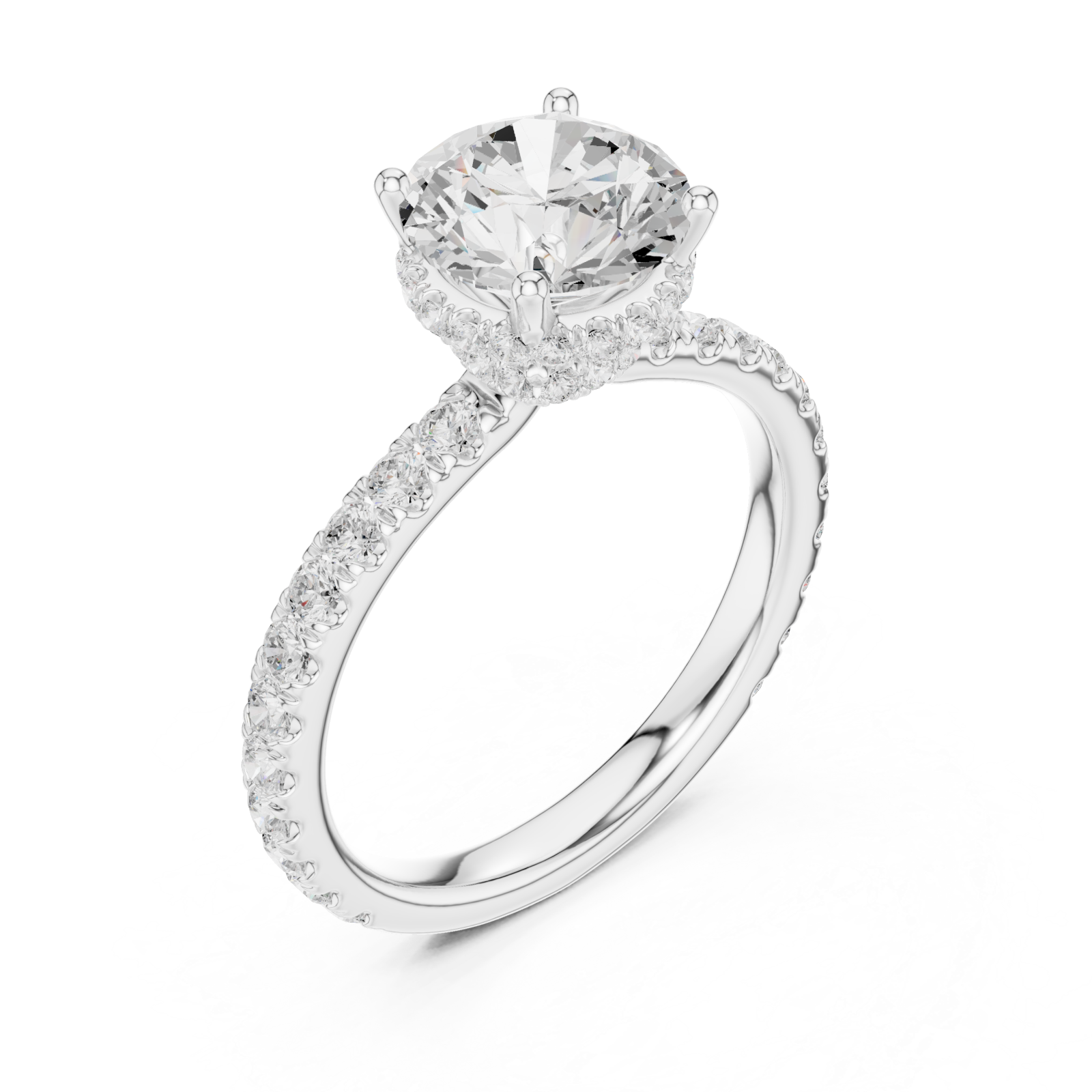  White Gold Radiance Halo Statement Engagement Ring Right View