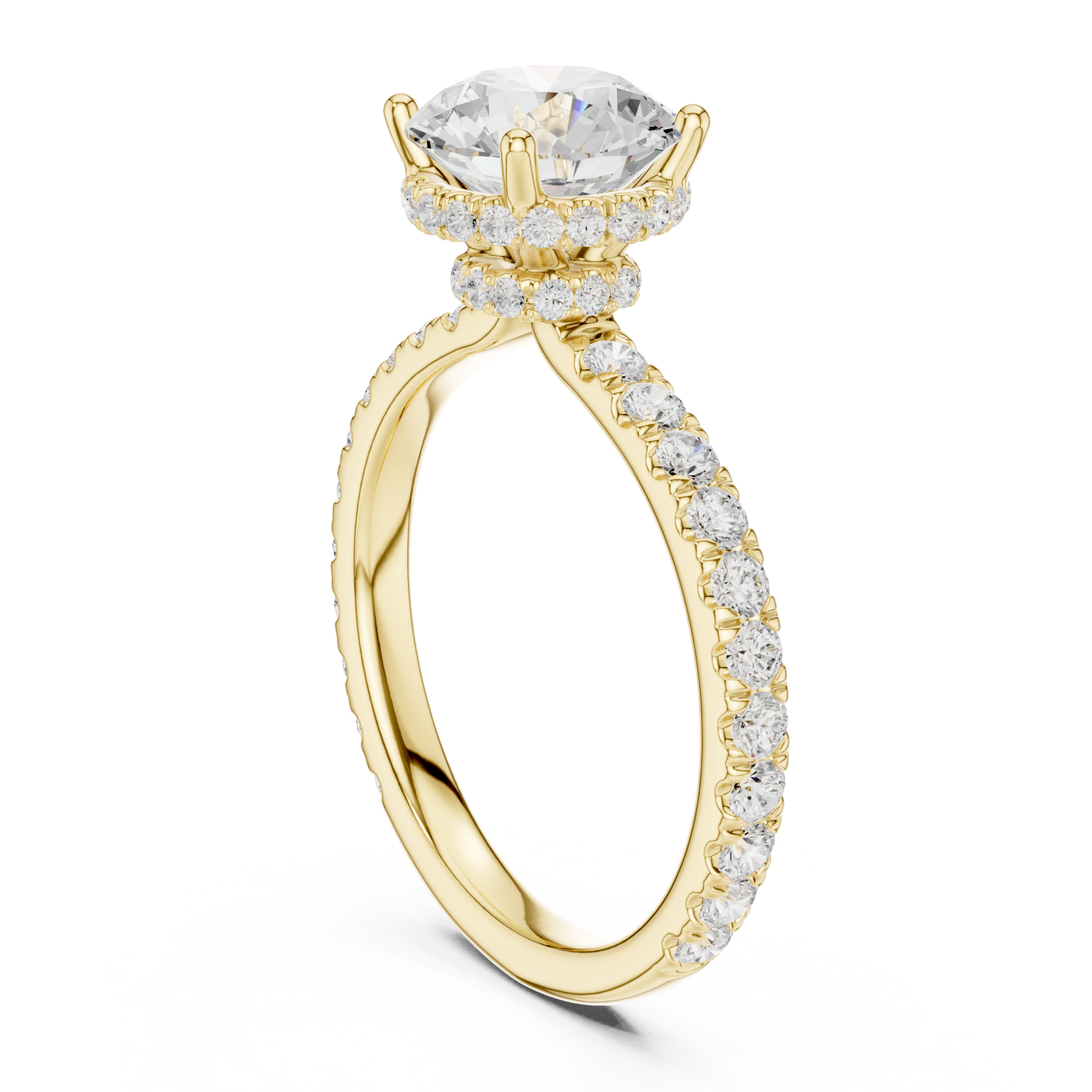 Gold Radiance Halo Statement Engagement Ring Left View