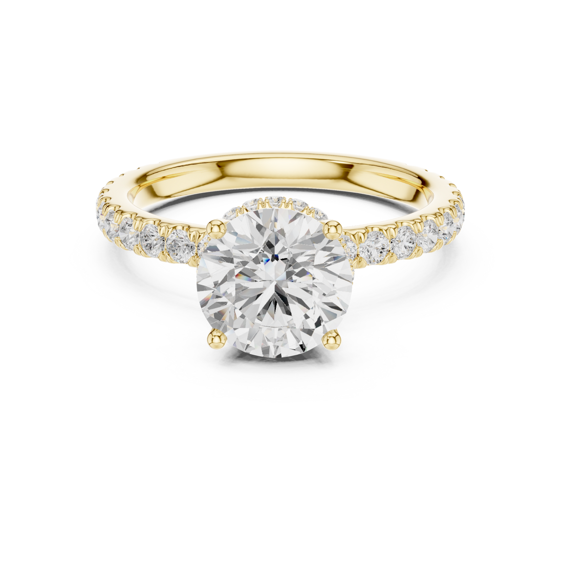 Gold Radiance Halo Statement Engagement Ring Right View